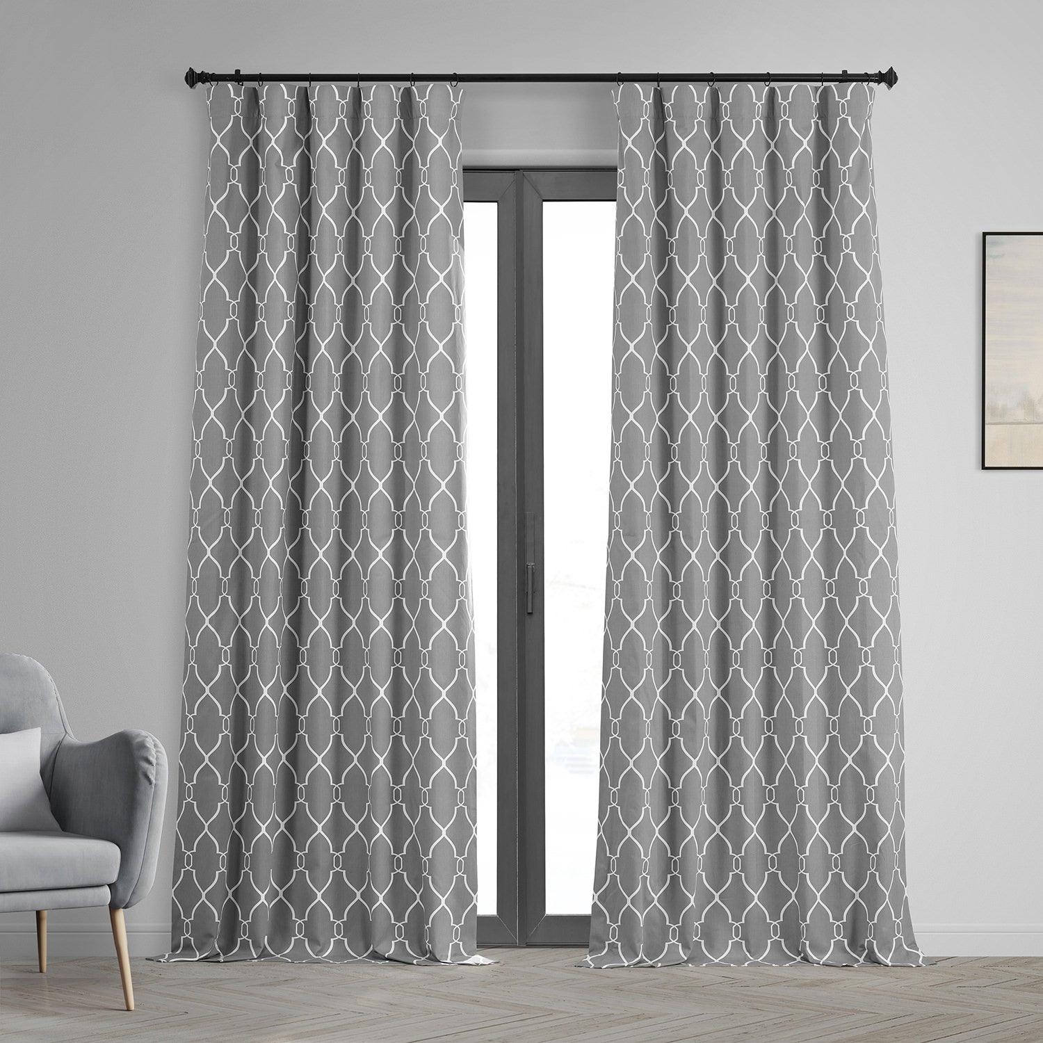 Aiden Grey Printed Cotton Hotel Blackout Curtain