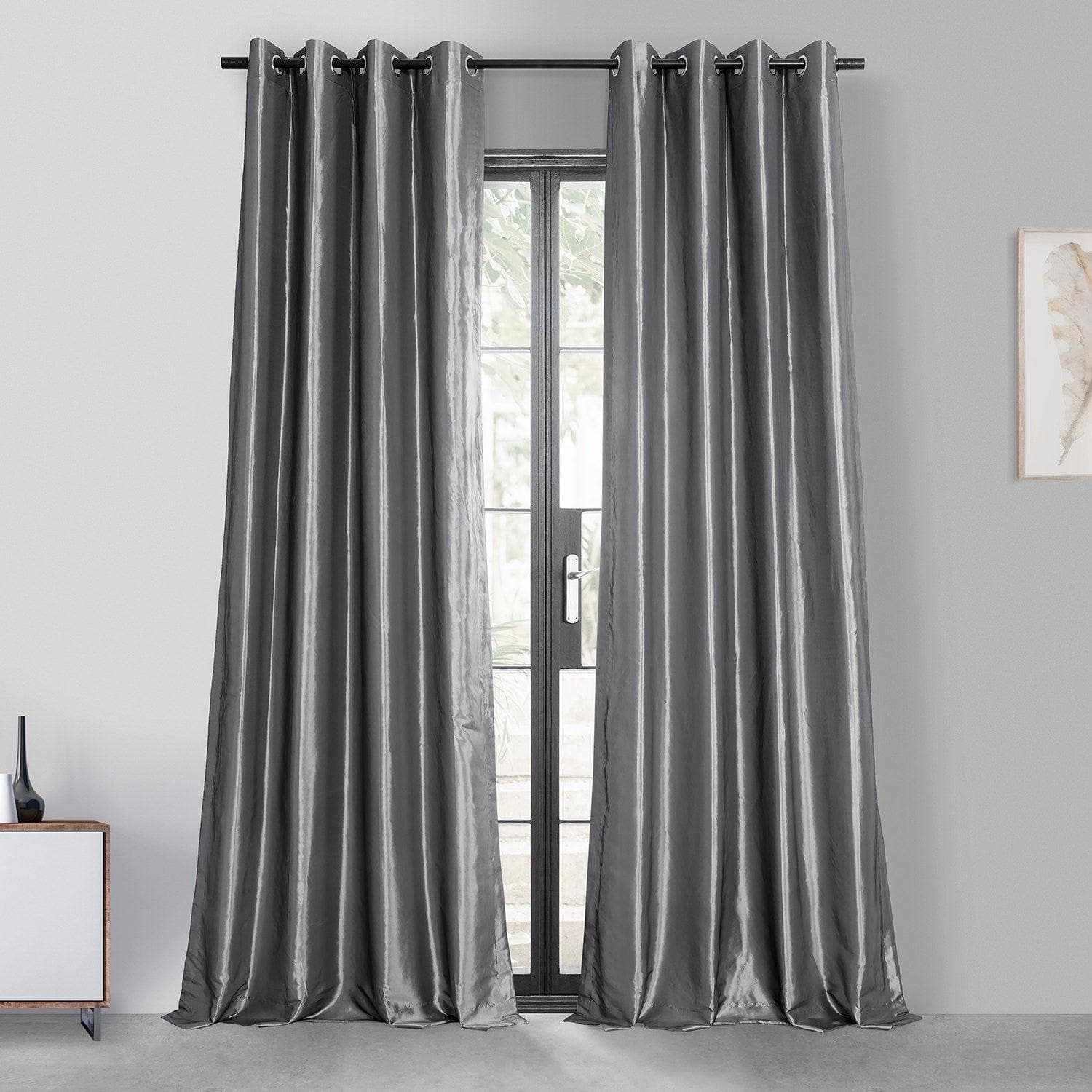 Platinum Grommet Faux Silk Taffeta Blackout Curtain