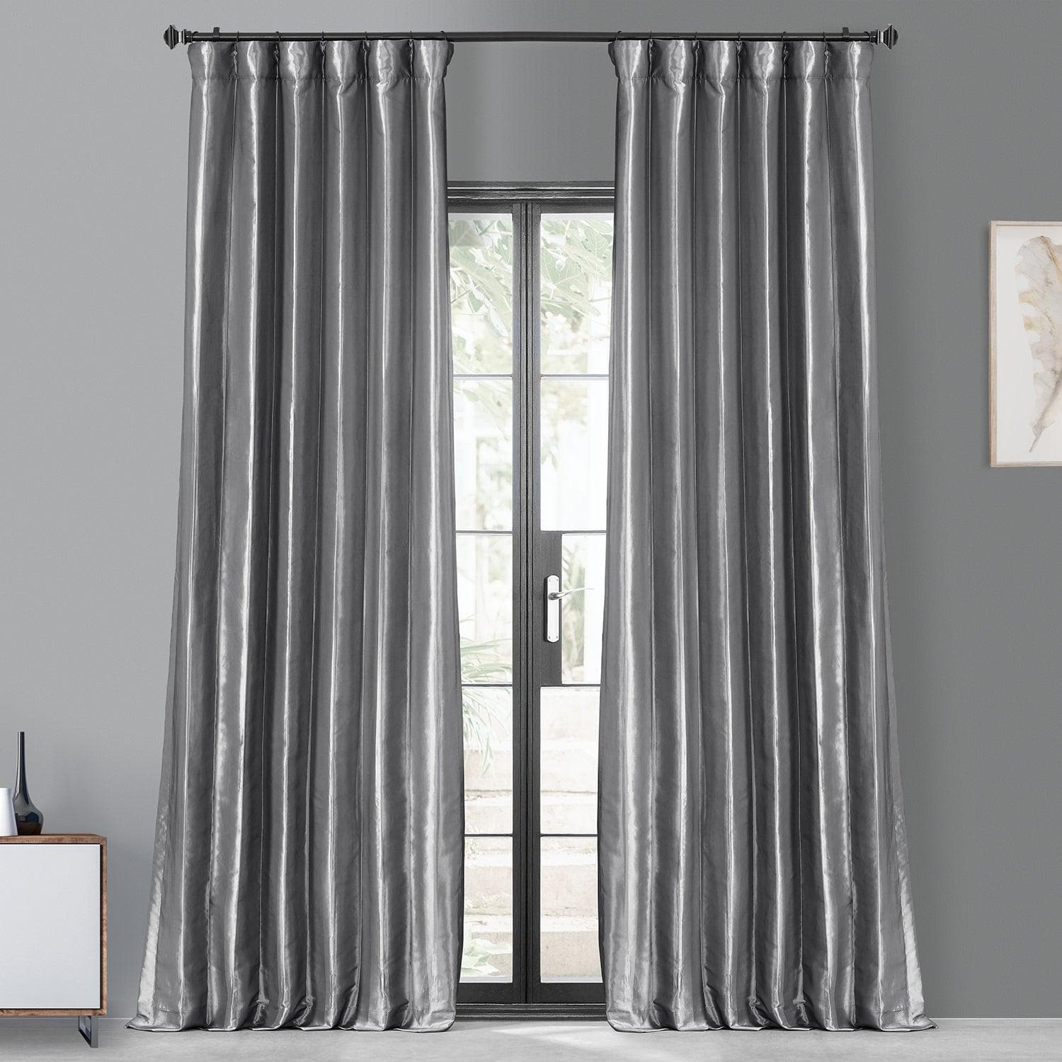 Platinum Faux Silk Taffeta Blackout Curtain