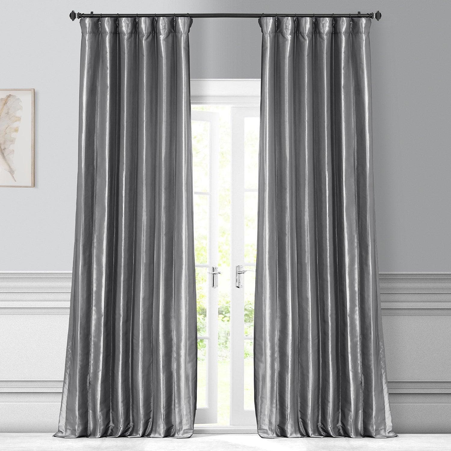 Platinum Solid Faux Silk Taffeta Curtain