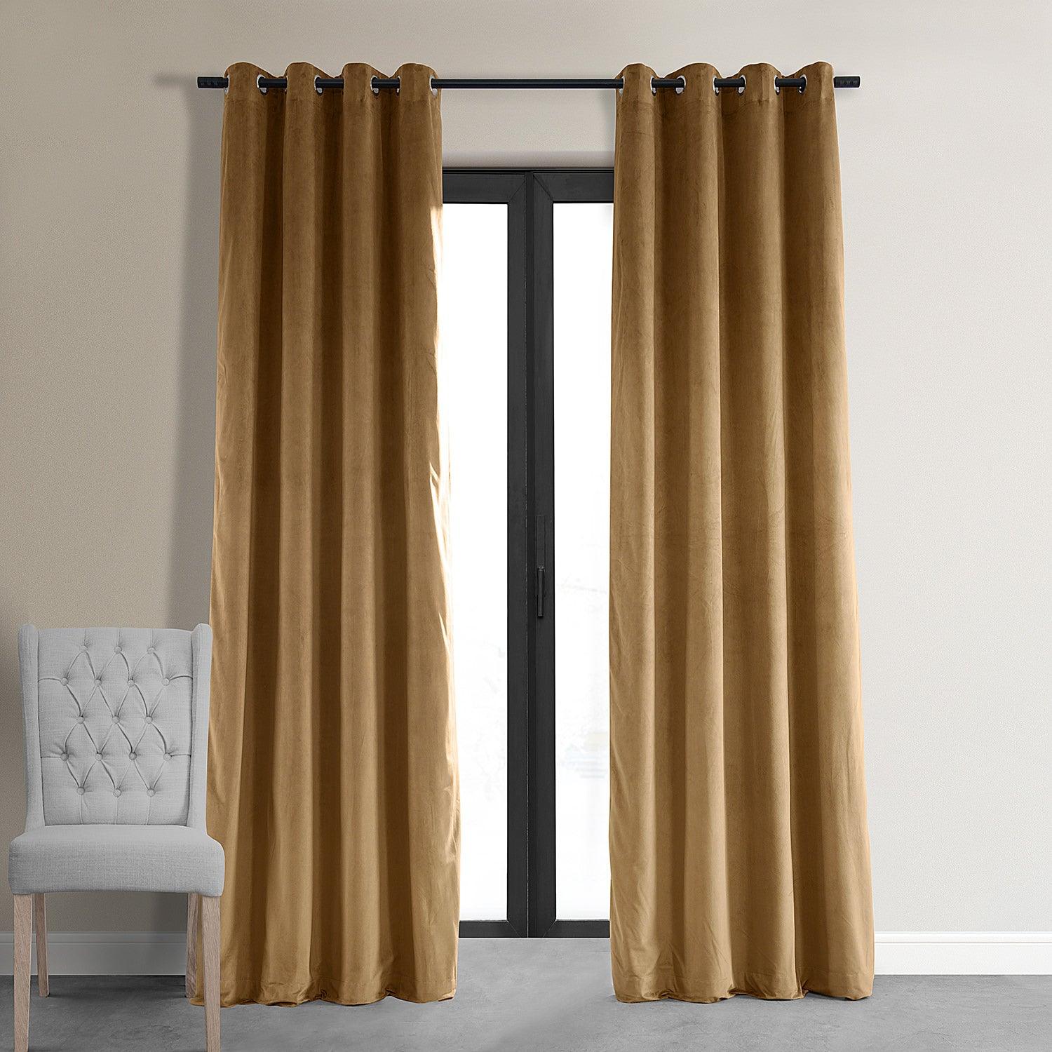 Amber Gold Grommet Signature Velvet Blackout Curtain