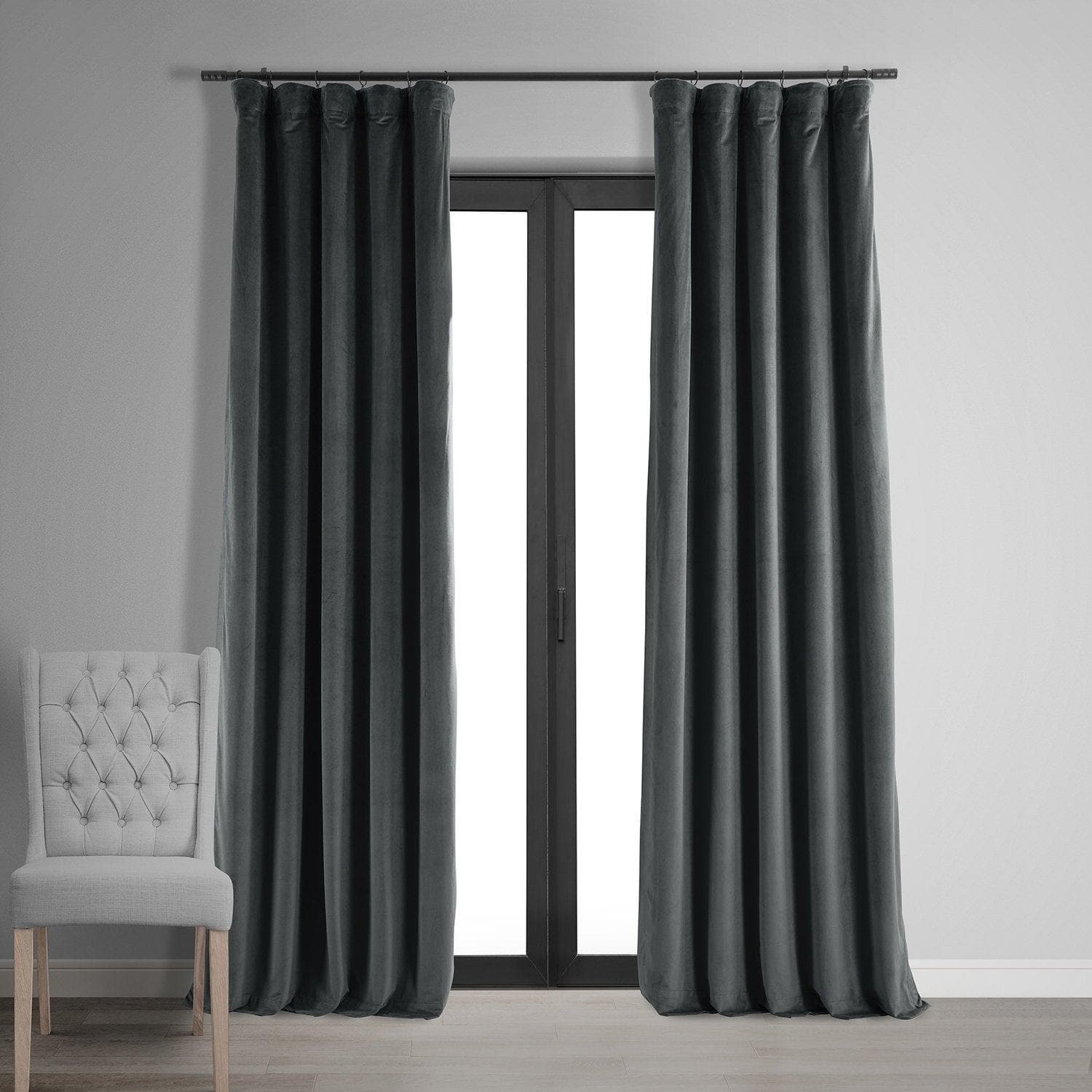 Natural Grey Signature Velvet Blackout Curtain
