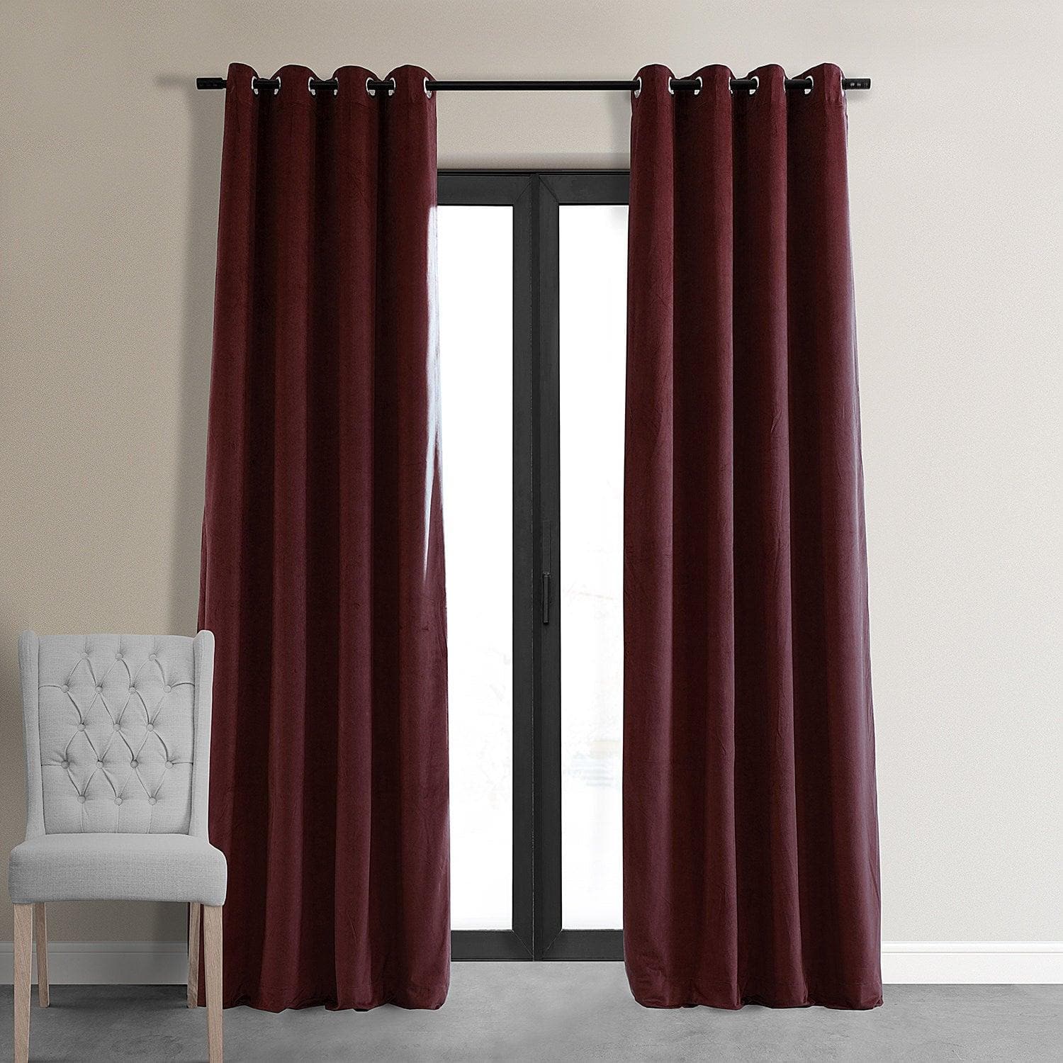 Burgundy Grommet Signature Velvet Blackout Curtain