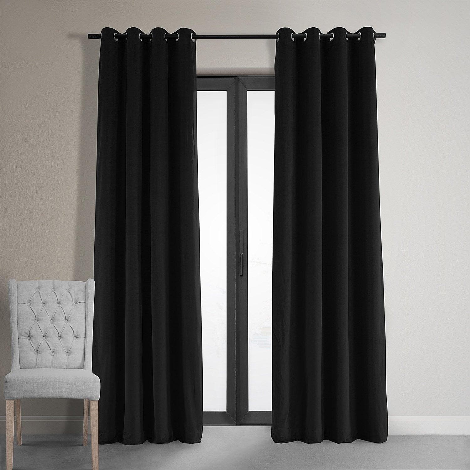 Warm Black Grommet Signature Velvet Blackout Curtain