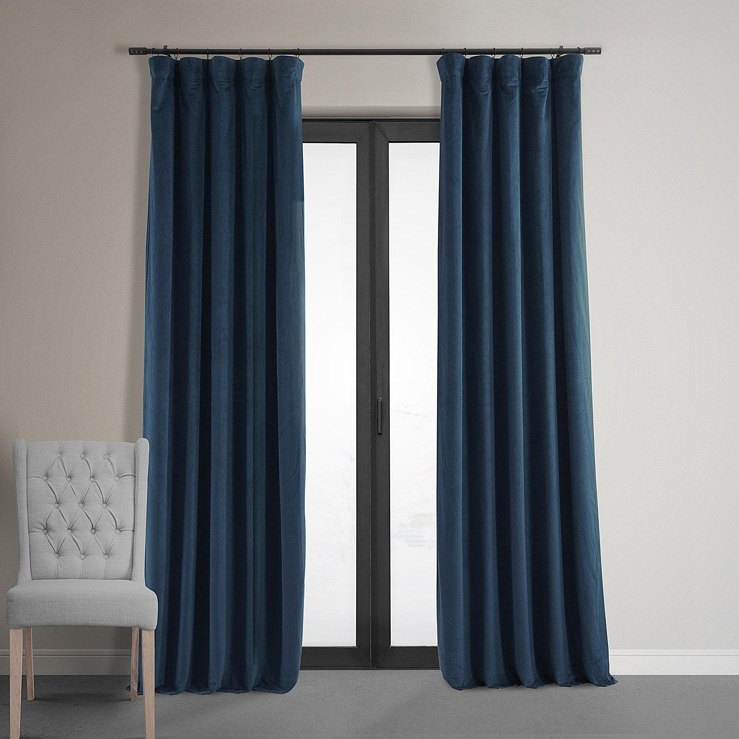 Midnight Blue Signature Velvet Blackout Curtain