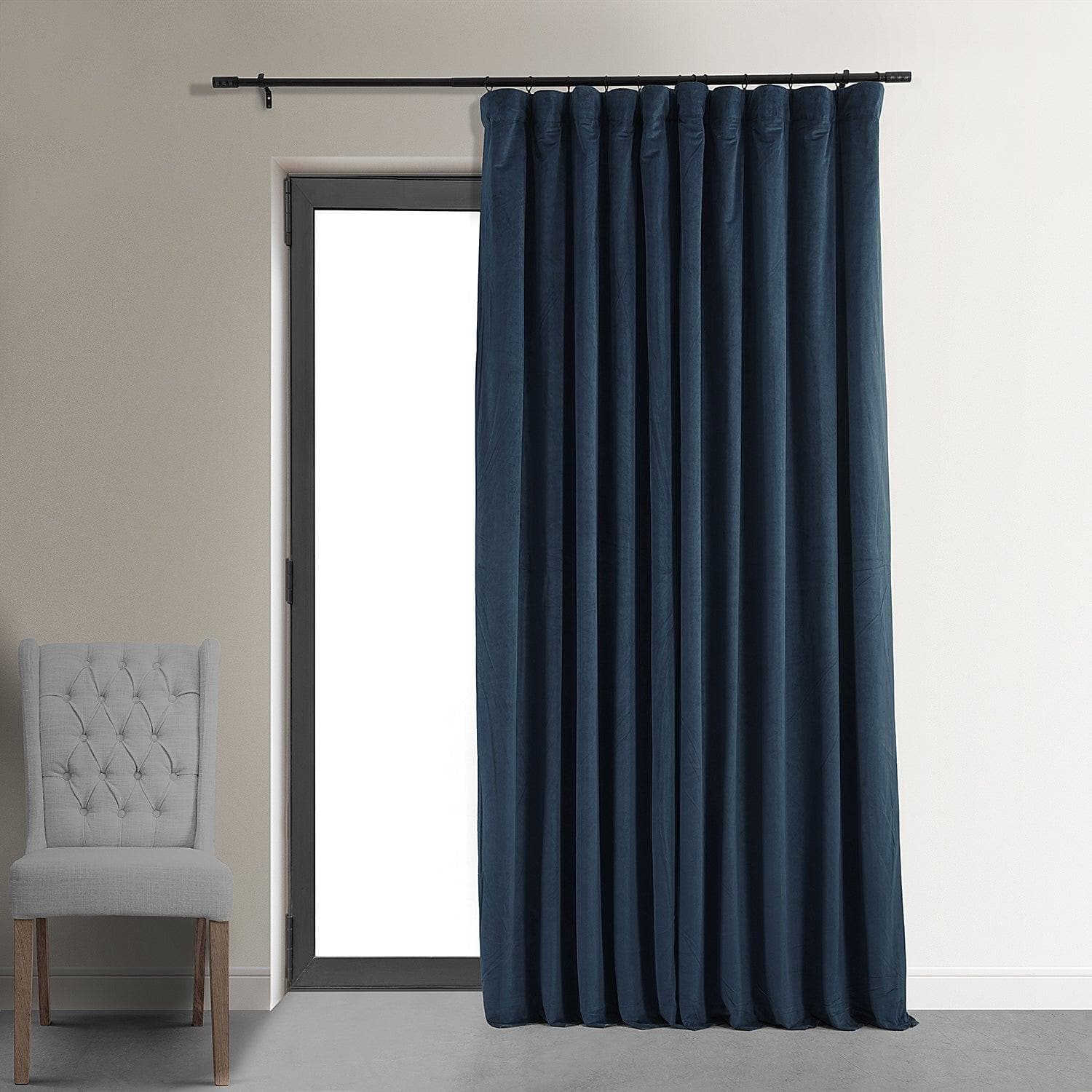 Midnight Blue Signature Extra Wide Velvet Blackout Curtain