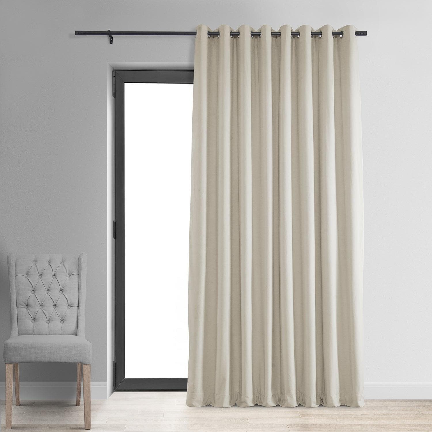 Warm Off White Grommet Signature Extra Wide Velvet Blackout Curtain