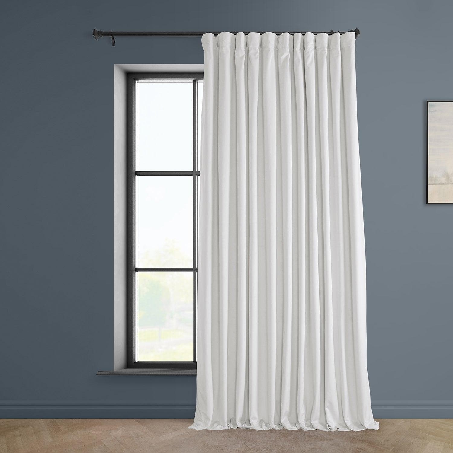 Pillow White Extra Wide Heritage Plush Velvet Curtain