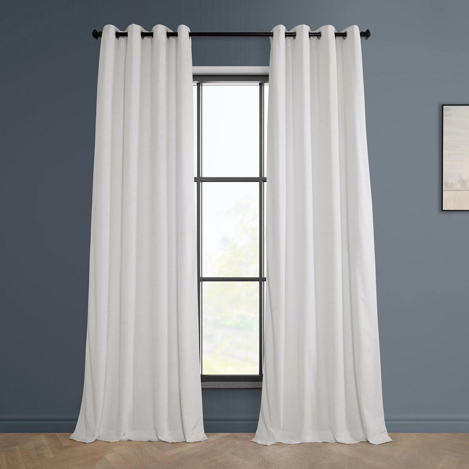 Pillow White Grommet Heritage Plush Velvet Curtain