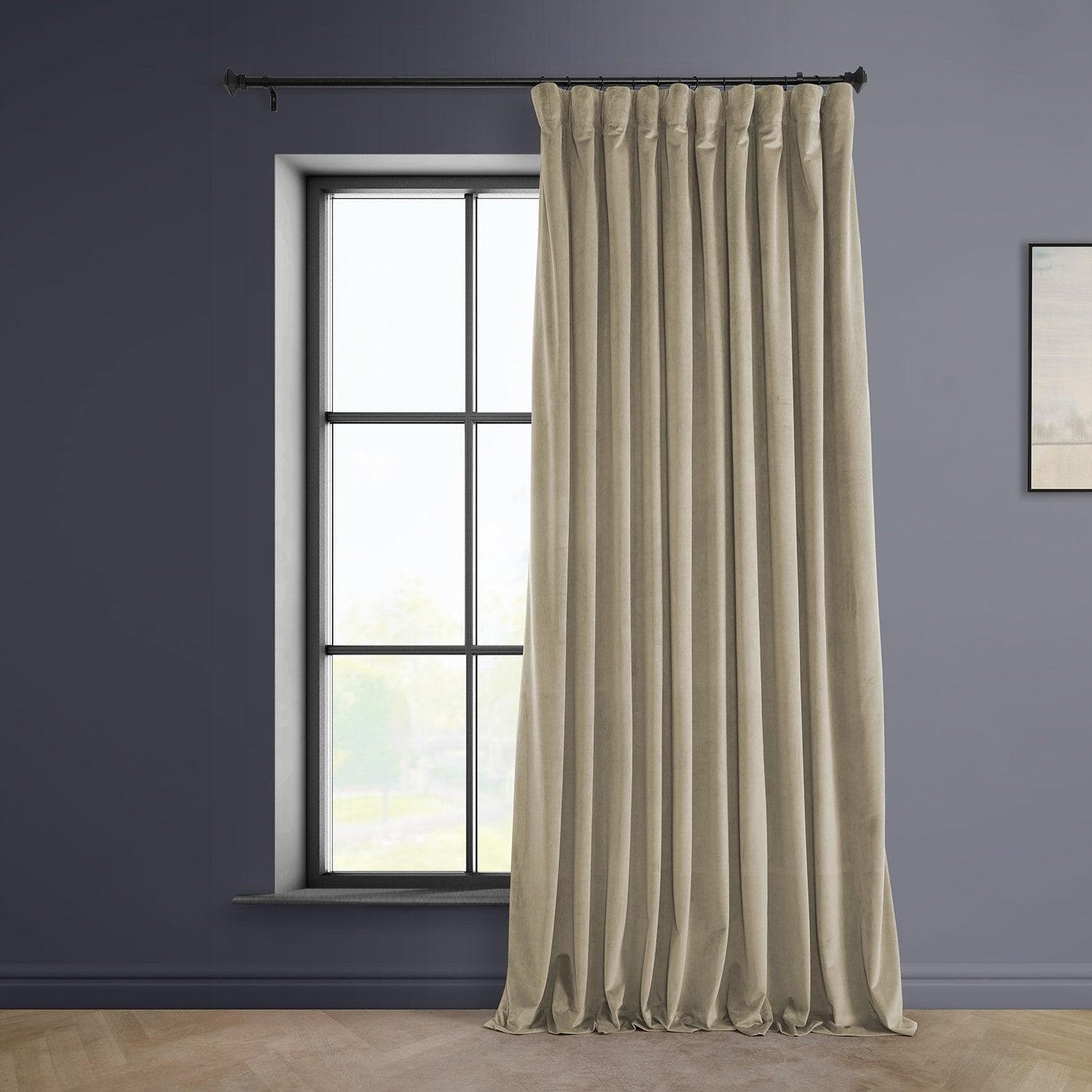Light Beige Extra Wide Heritage Plush Velvet Curtain