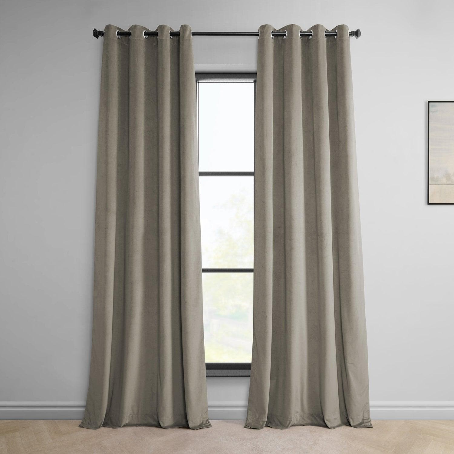 Gallery Taupe Grommet Heritage Plush Velvet Curtain