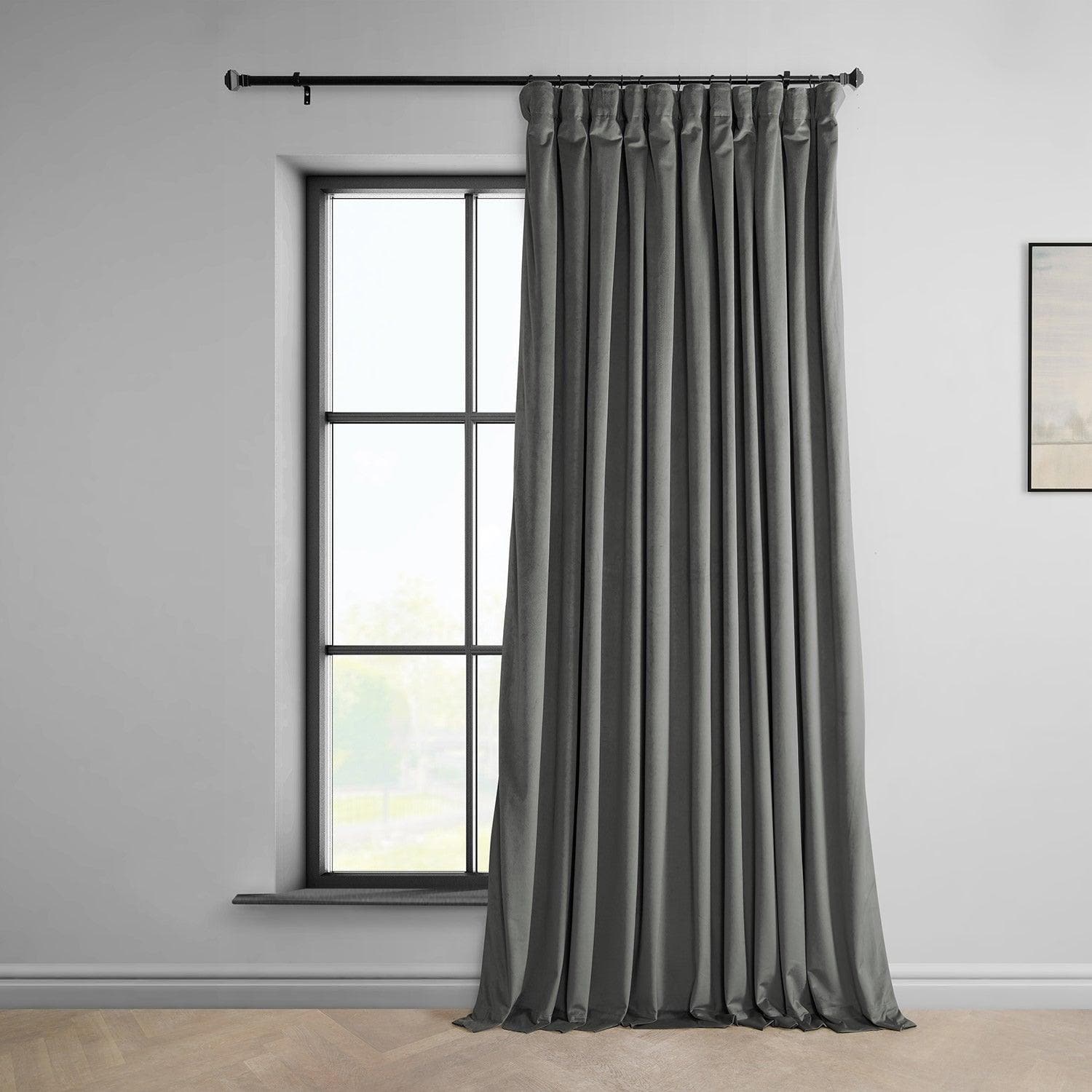 Destiny Grey Extra Wide Heritage Plush Velvet Curtain