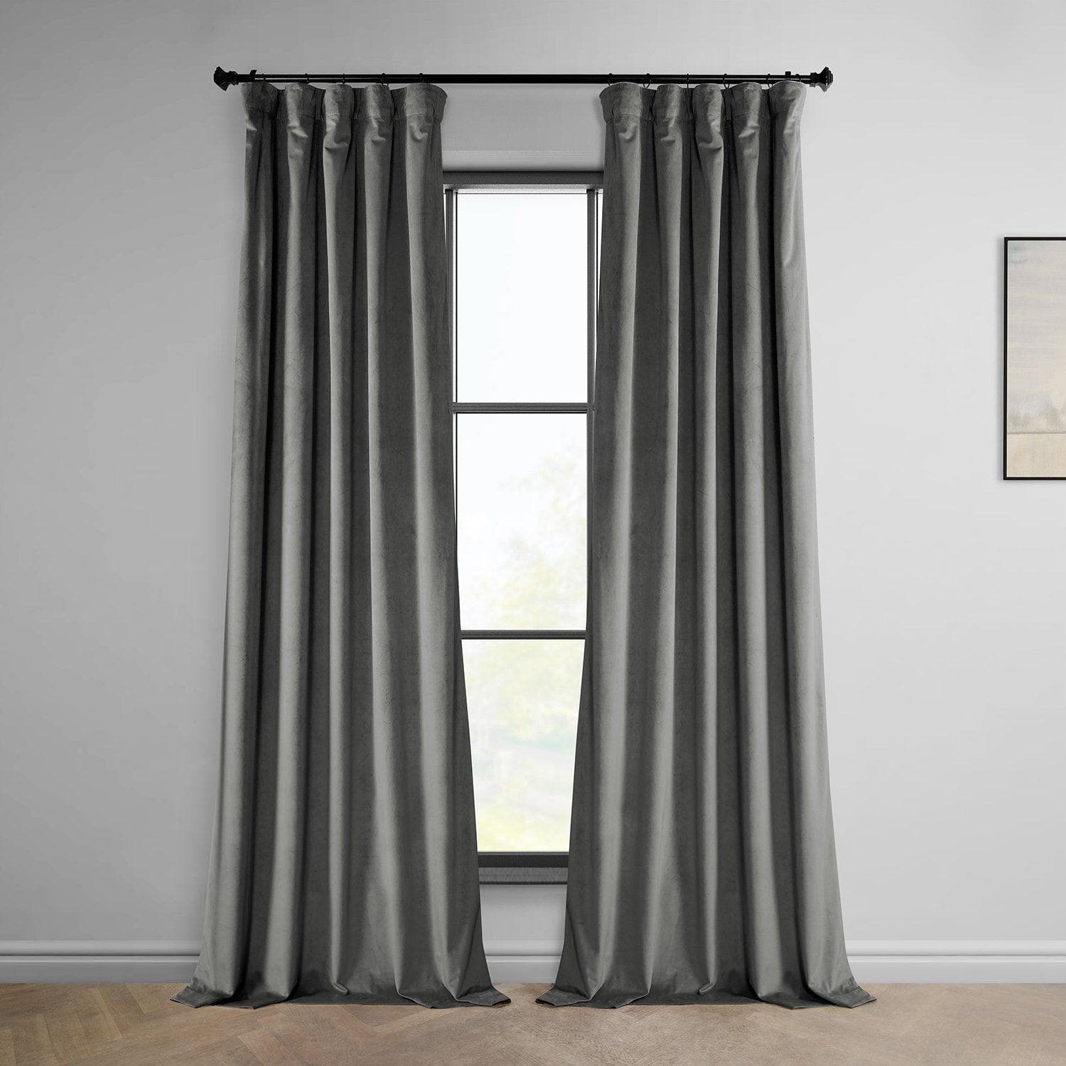 Destiny Grey Heritage Plush Velvet Curtain