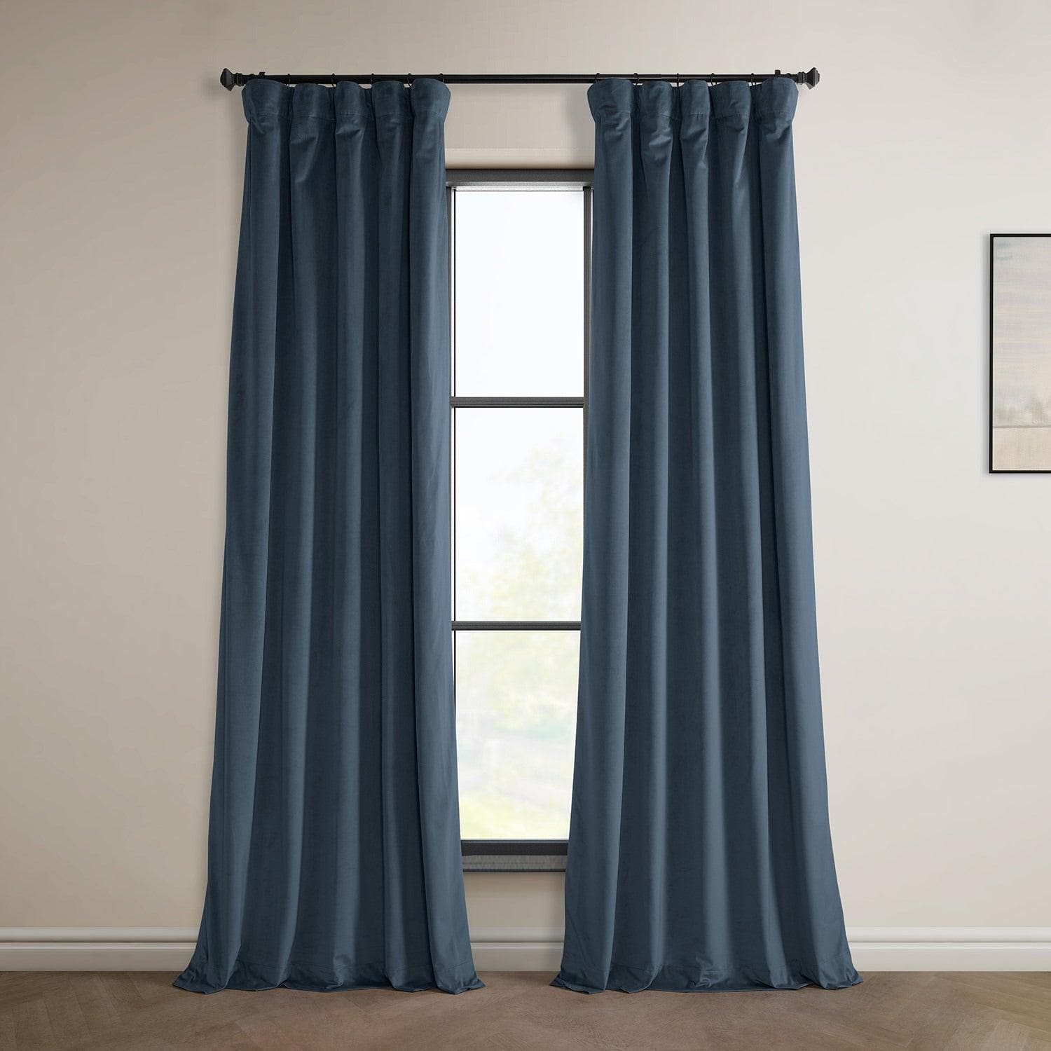London Blue Heritage Plush Velvet Curtain