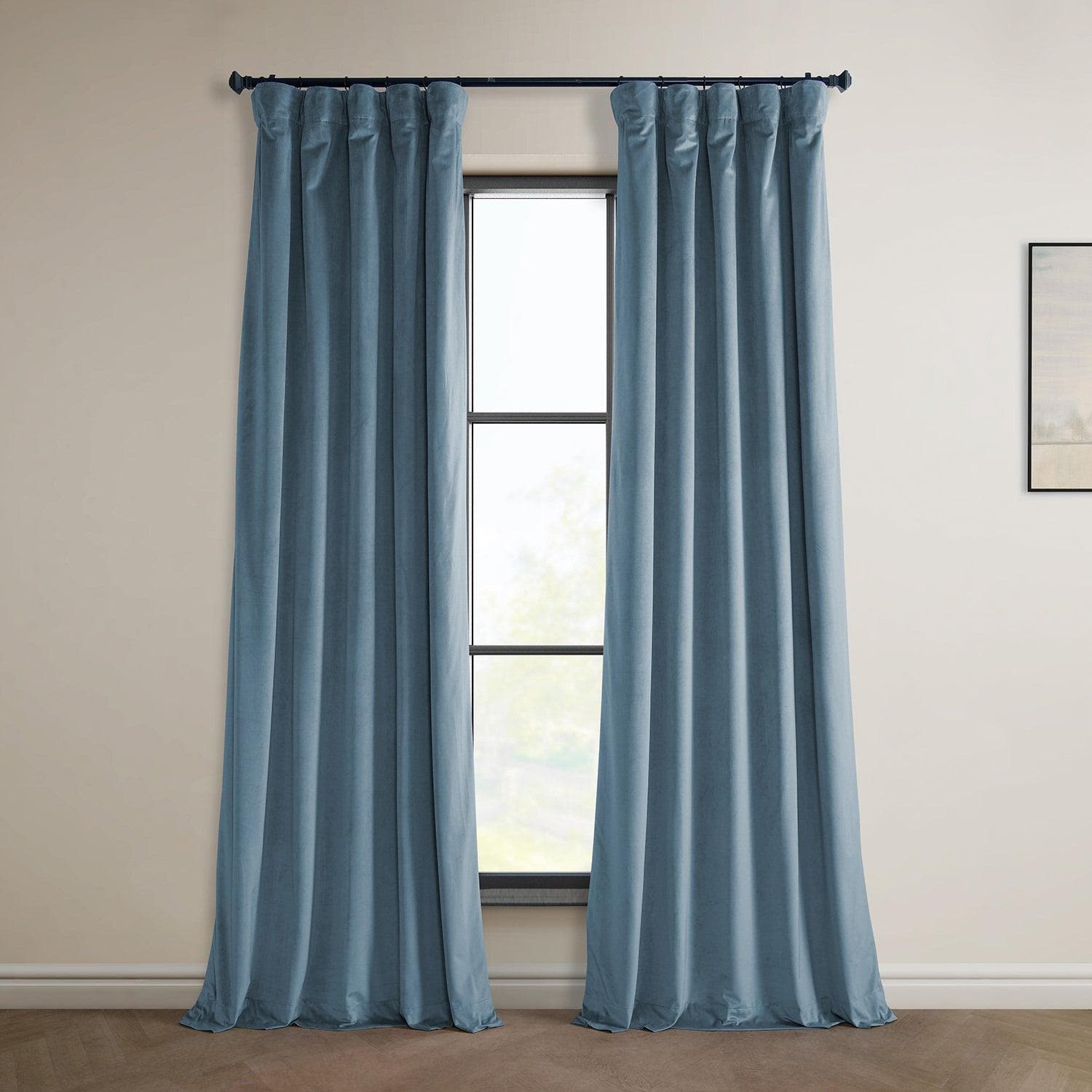 Denmark Blue Heritage Plush Velvet Curtain