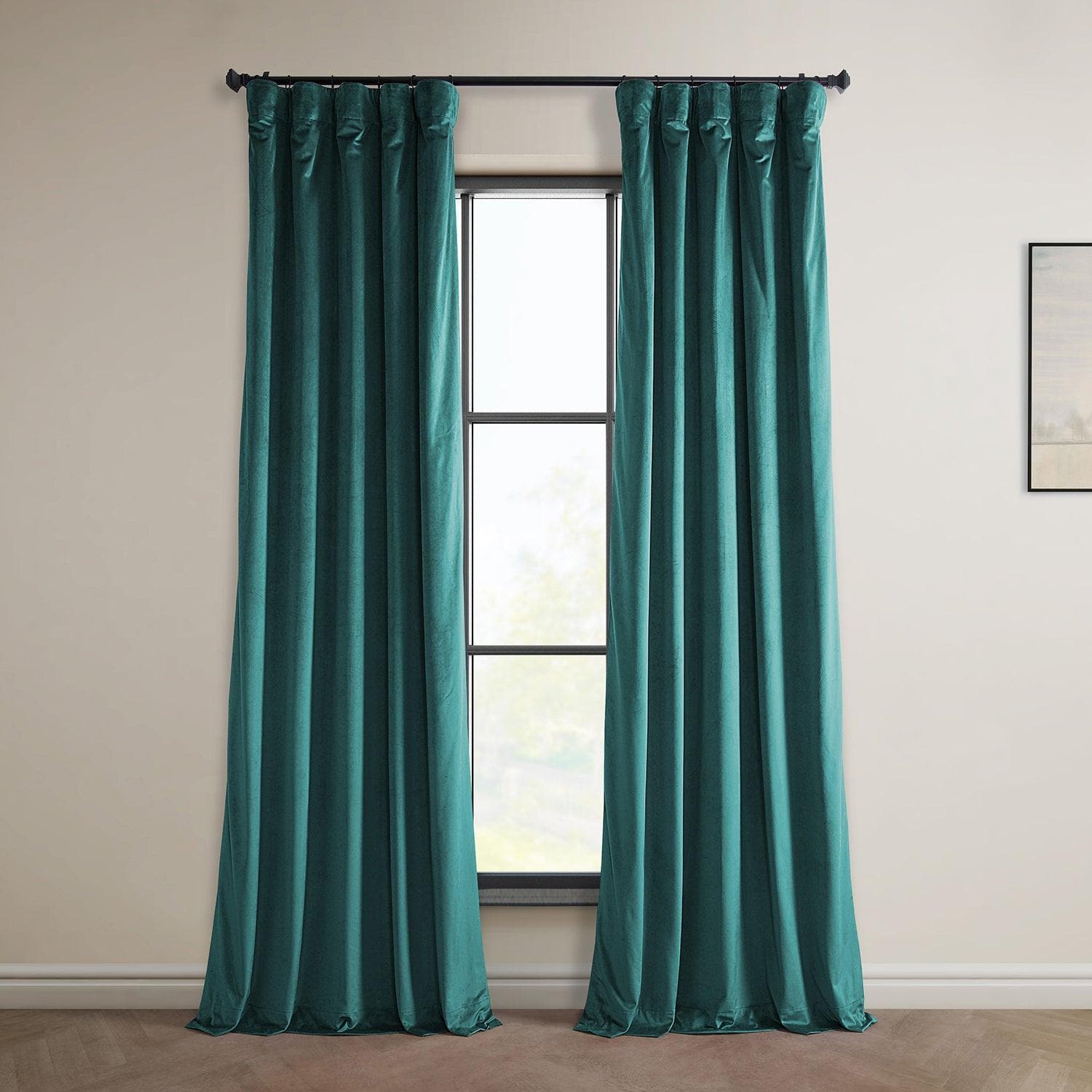 Deep Sea Teal Heritage Plush Velvet Curtain