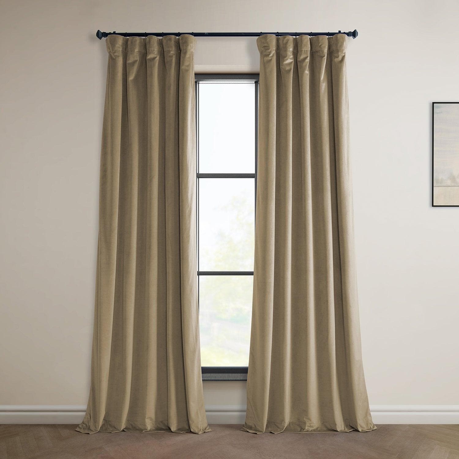 Museum Taupe Heritage Plush Velvet Curtain