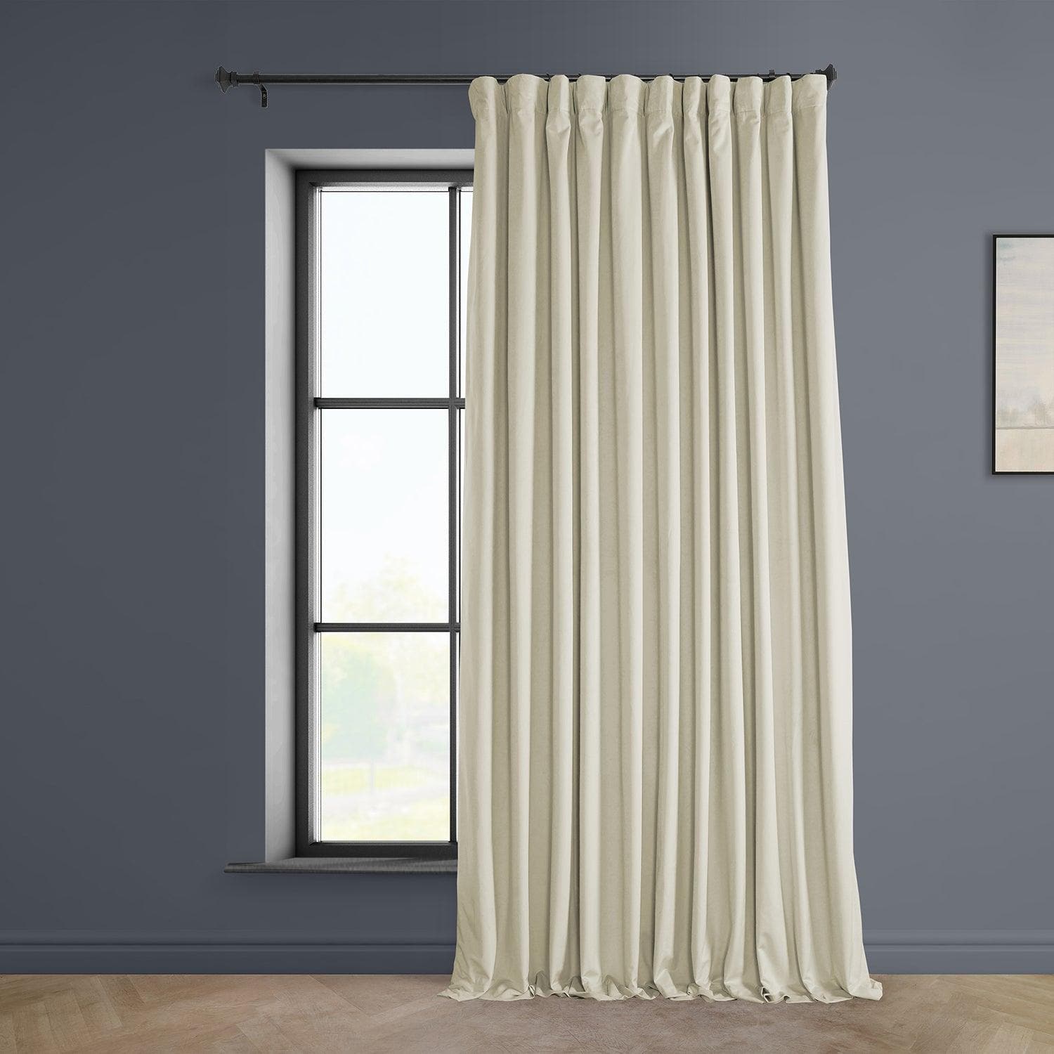 Au Lait Crème Extra Wide Heritage Plush Velvet Curtain