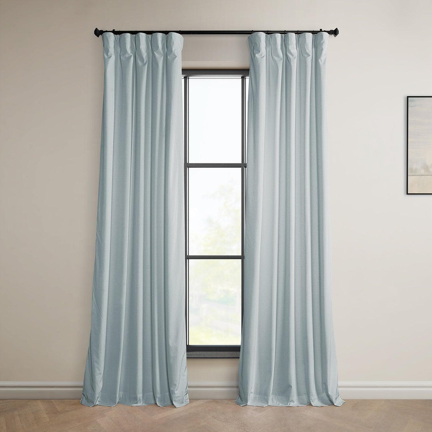 Aquarius Blue Heritage Plush Velvet Curtain