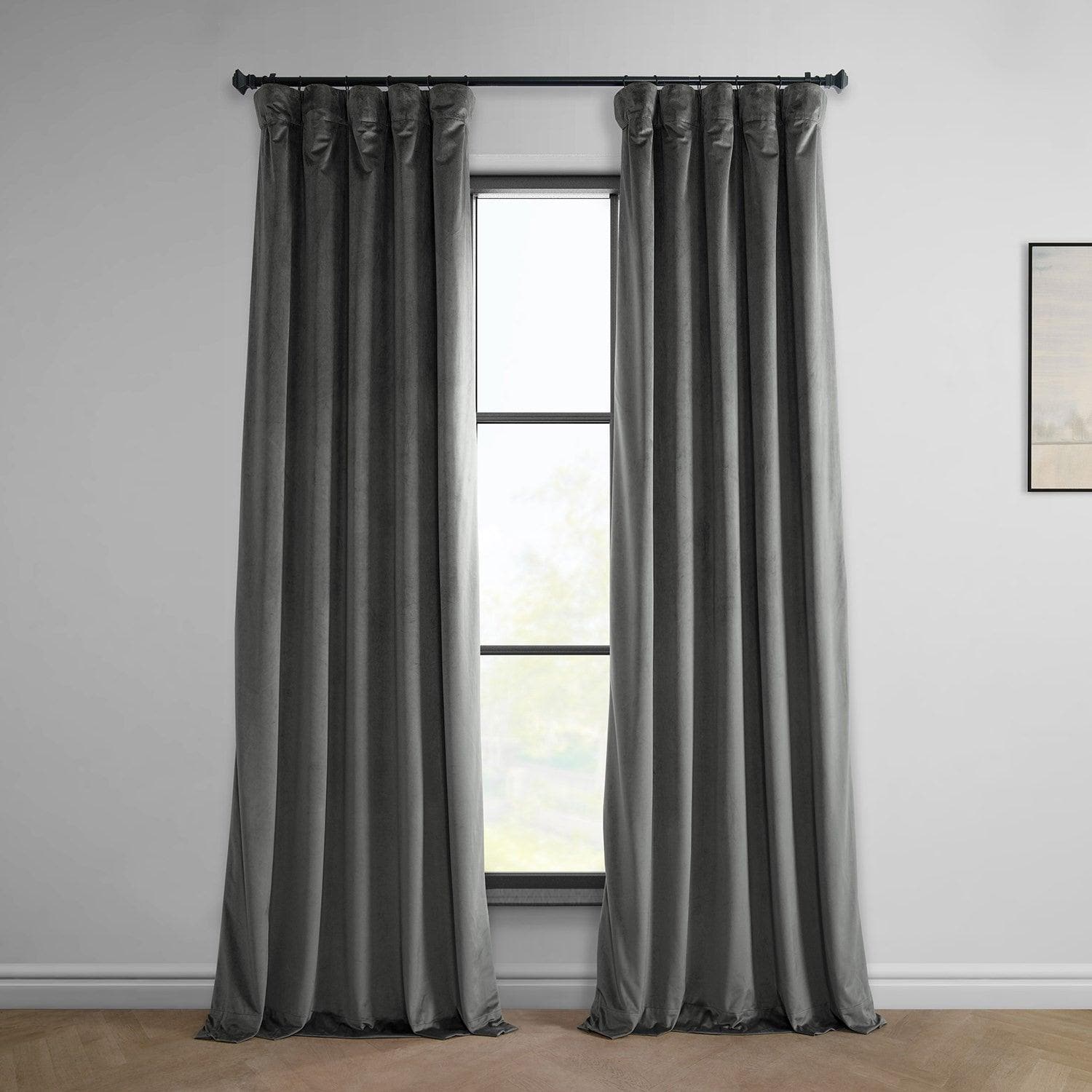 Pepper Grey Heritage Plush Velvet Curtain
