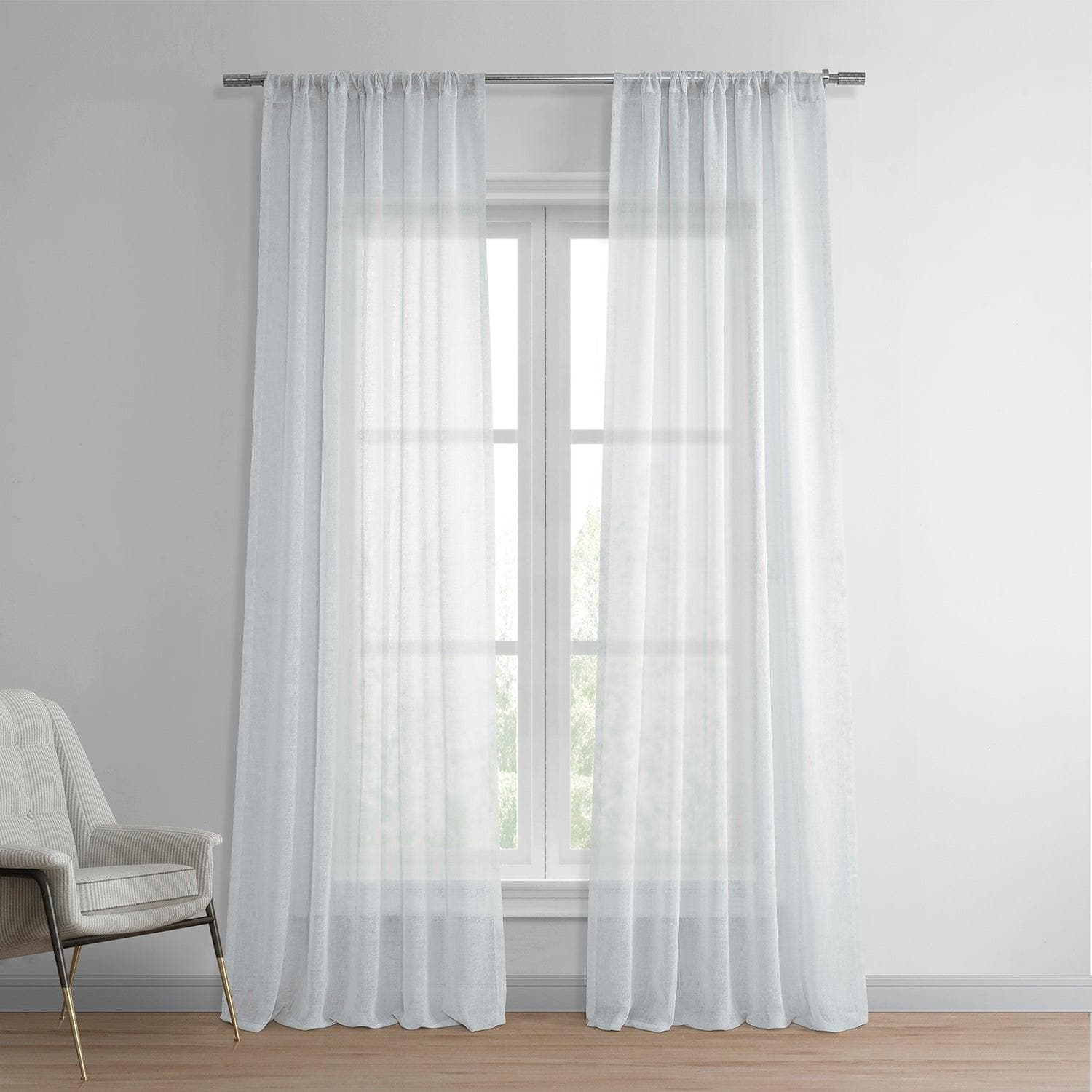 Aspen White Textured Faux Linen Sheer Curtain