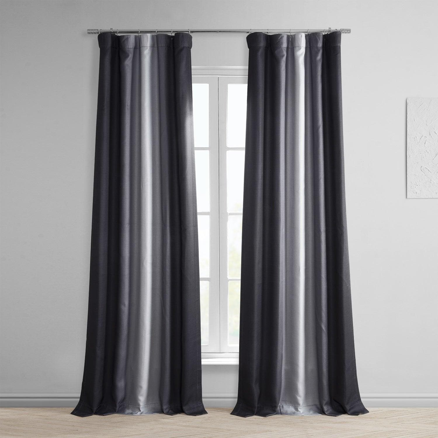 Parallel Grey Printed Faux Linen Room Darkening Curtain