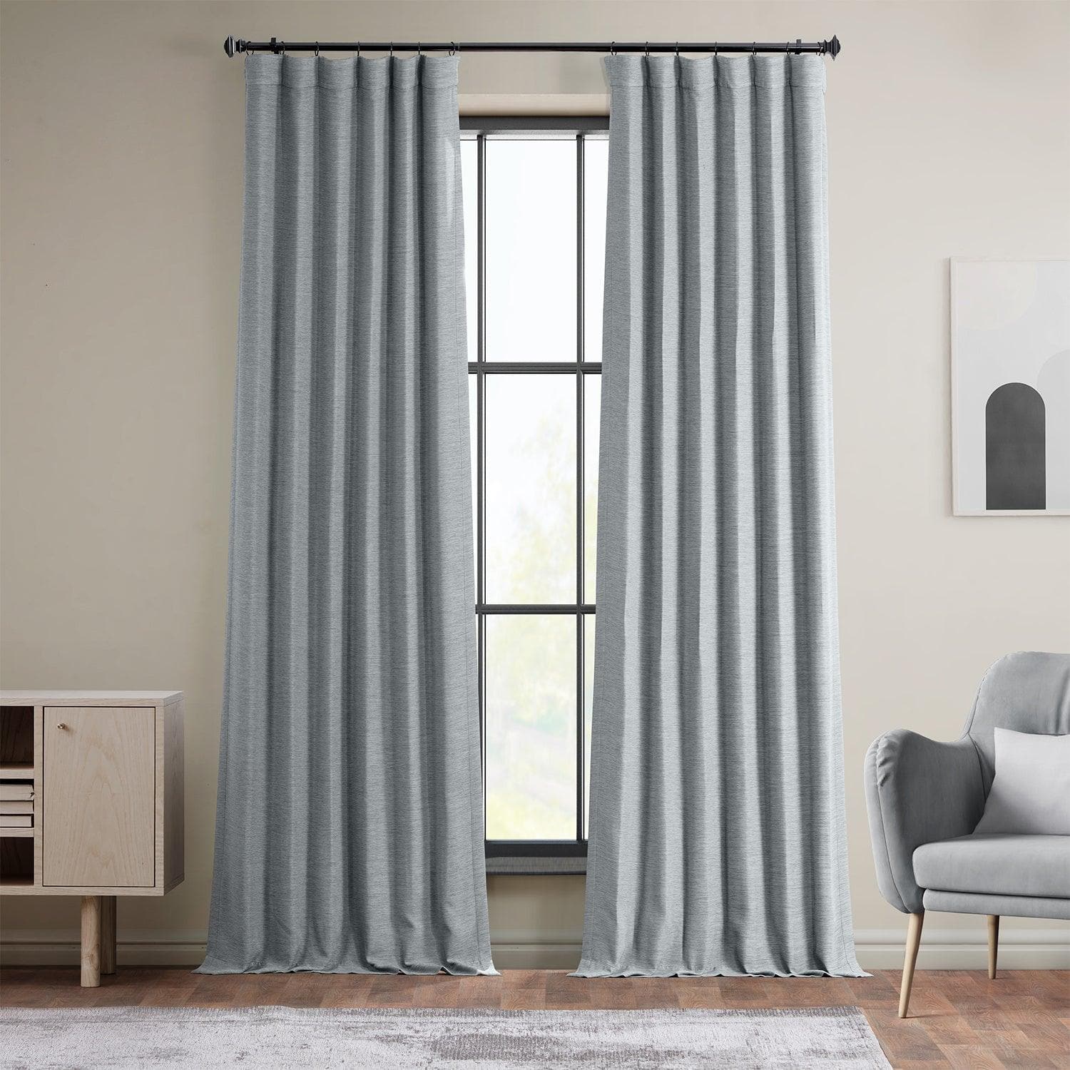 Gulf Blue Textured Bellino Room Darkening Curtain