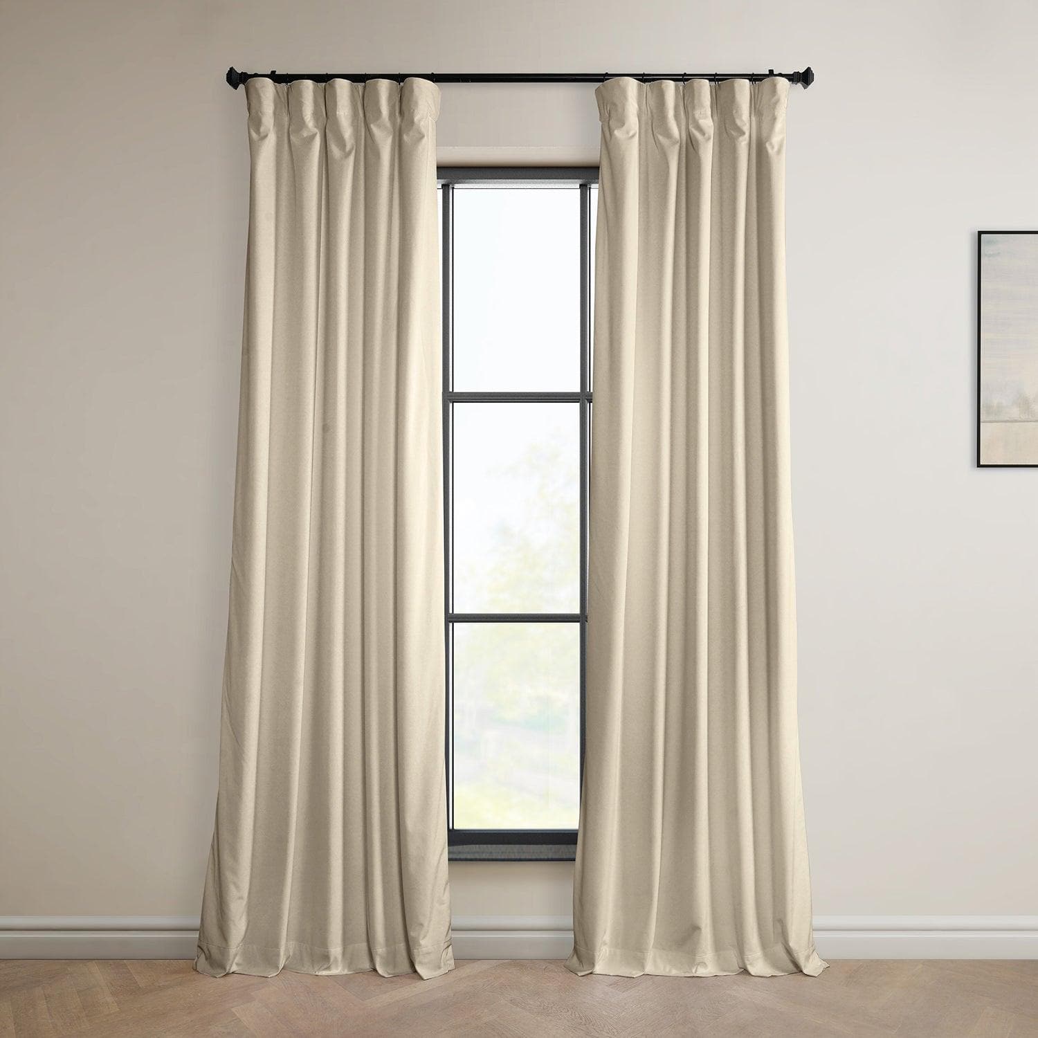 Angora Beige Signature Plush Velvet Hotel Blackout Curtain