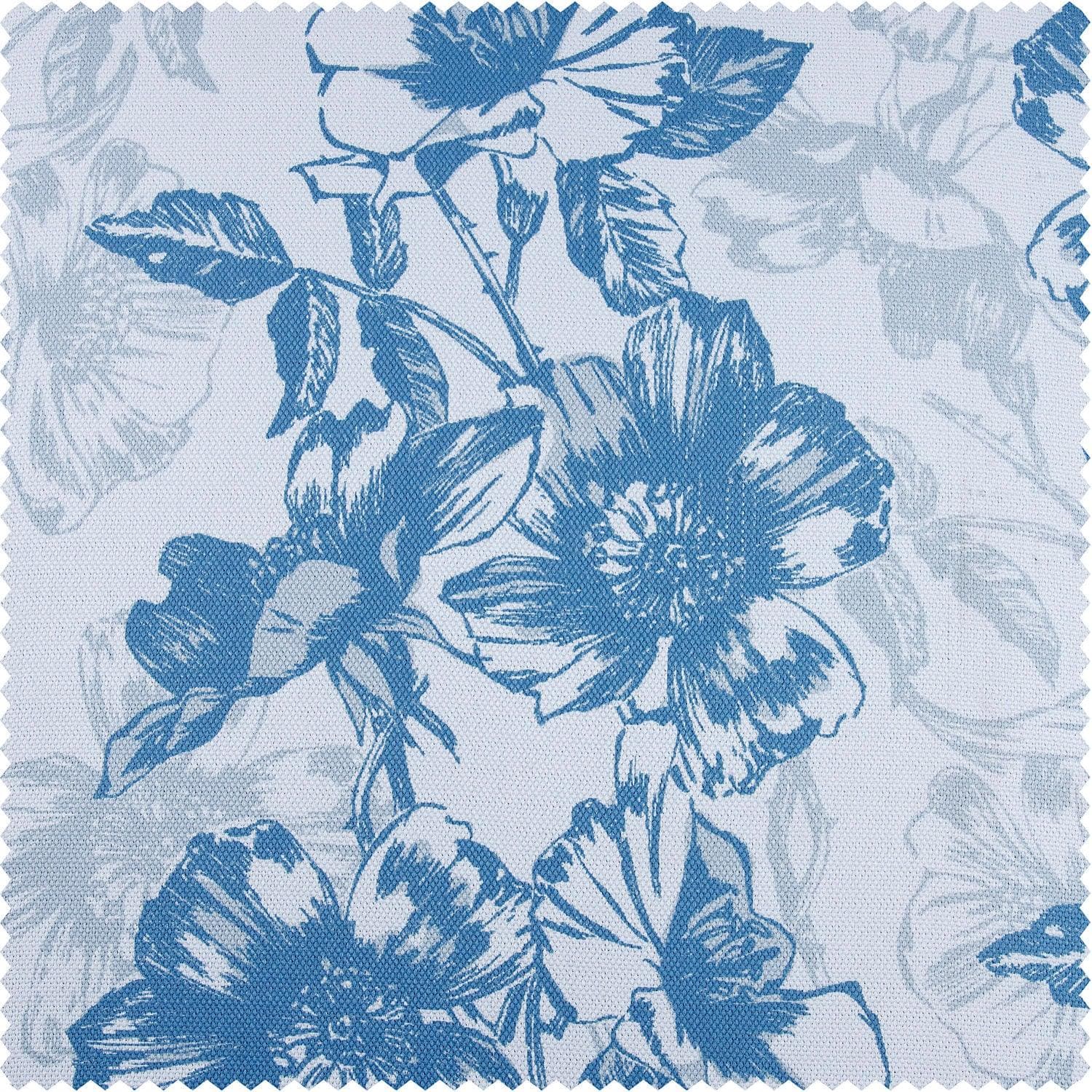 Blue Poppy Printed Faux Linen Swatch