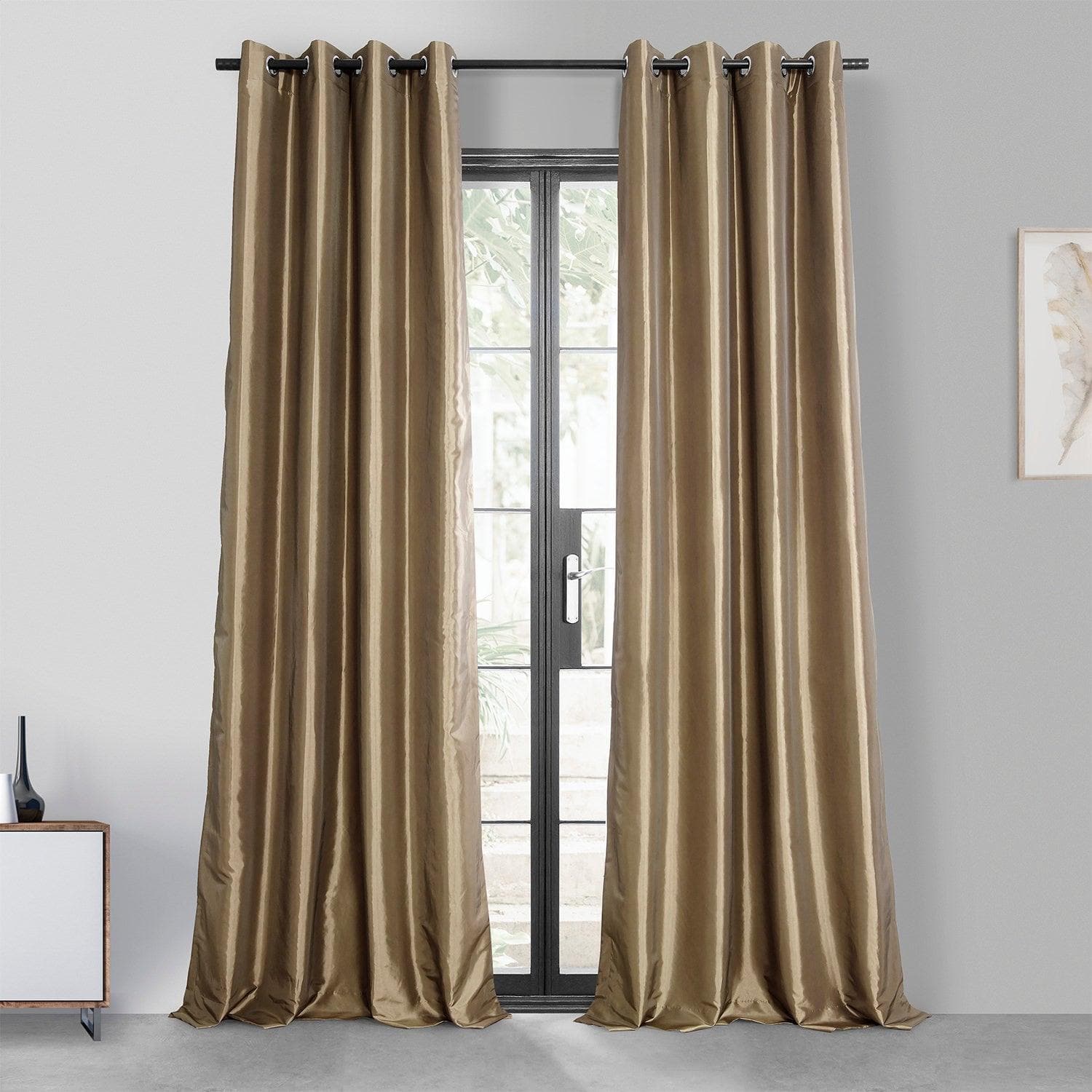 Gold Nugget Grommet Faux Silk Taffeta Blackout Curtain