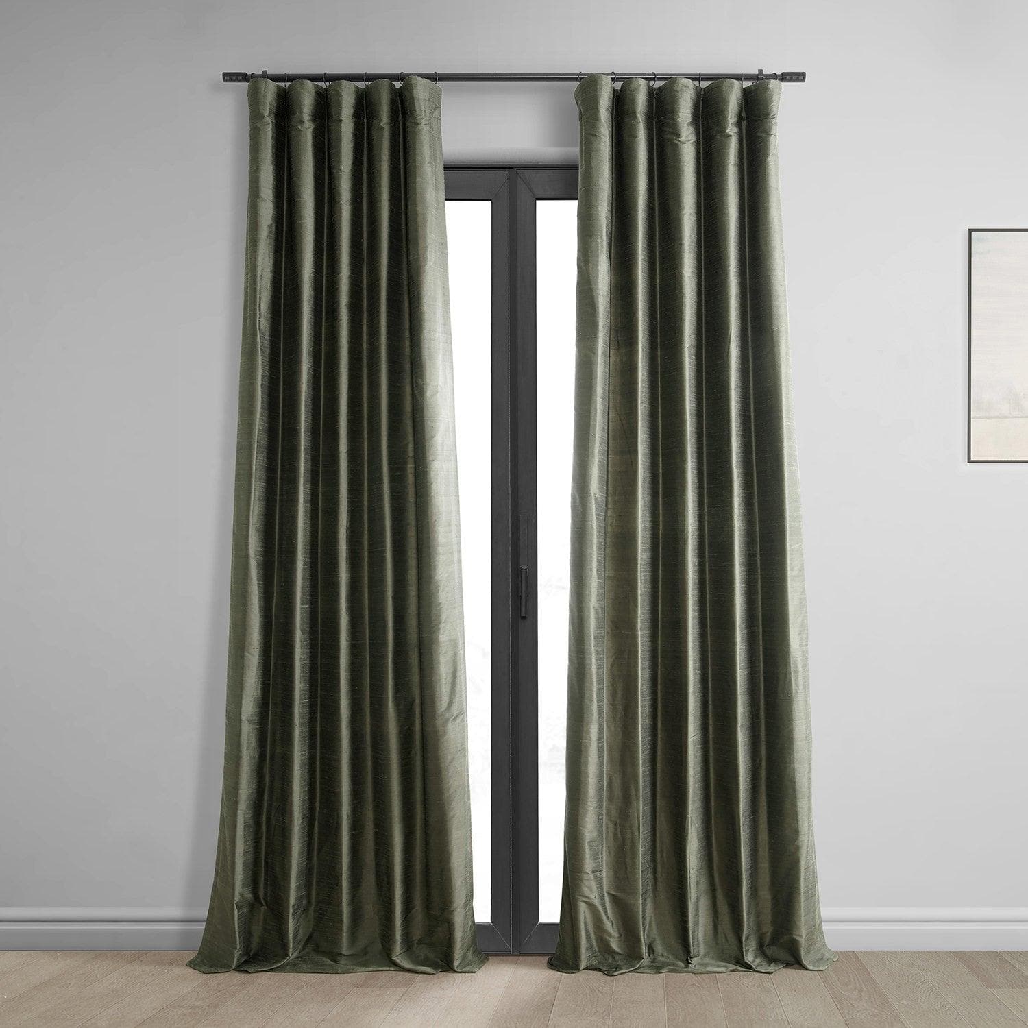 Midnight Pine Textured Dupioni Silk Curtain