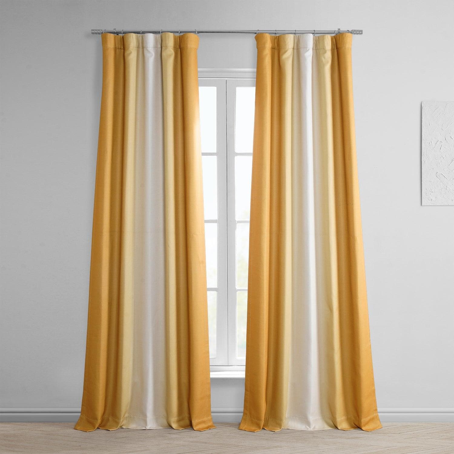 Parallel Gold Printed Faux Linen Room Darkening Curtain