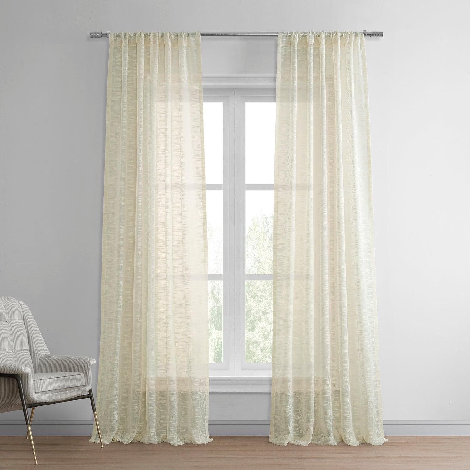 Cream Open Weave Linen Blend Sheer Curtain