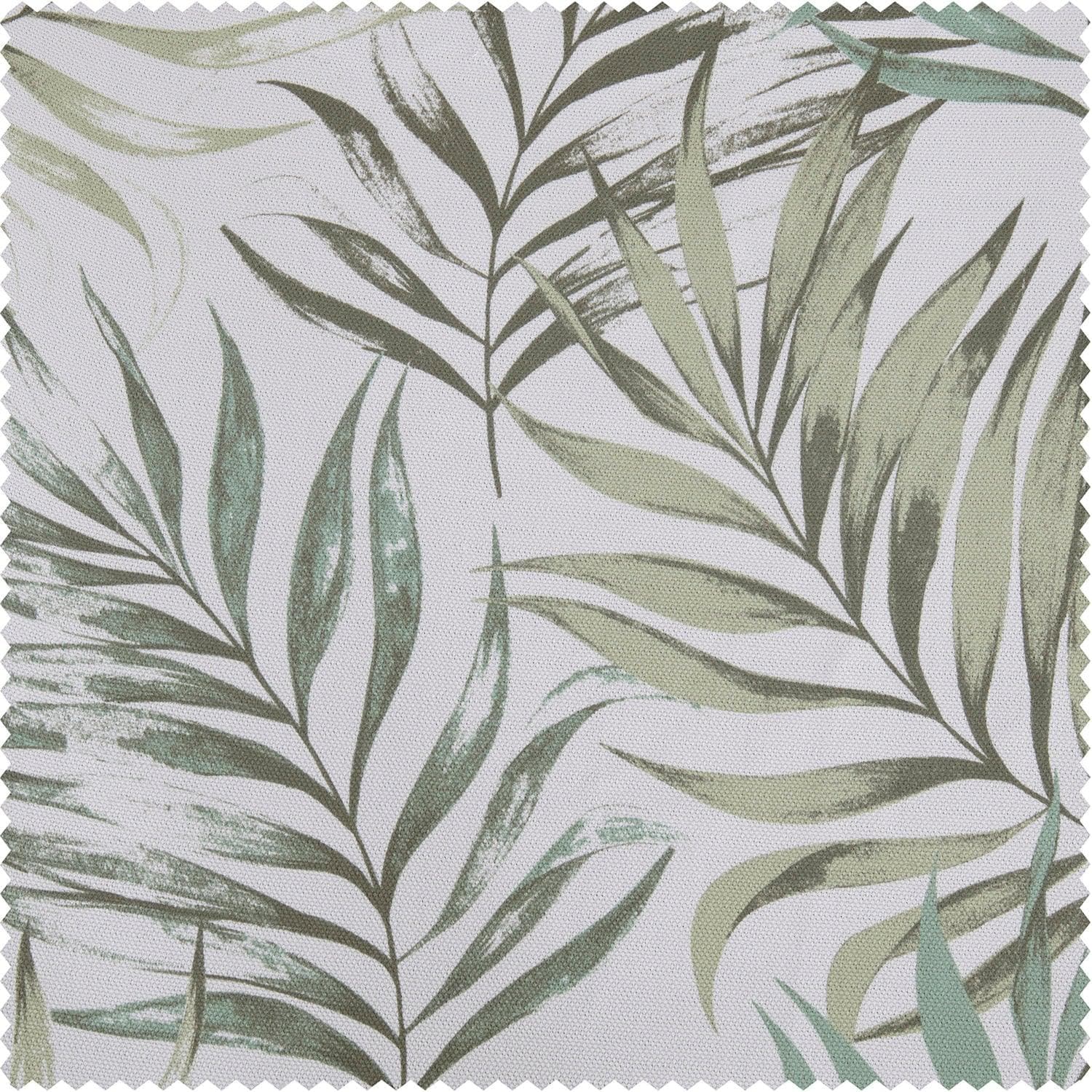 Palms Green Printed Faux Linen Swatch