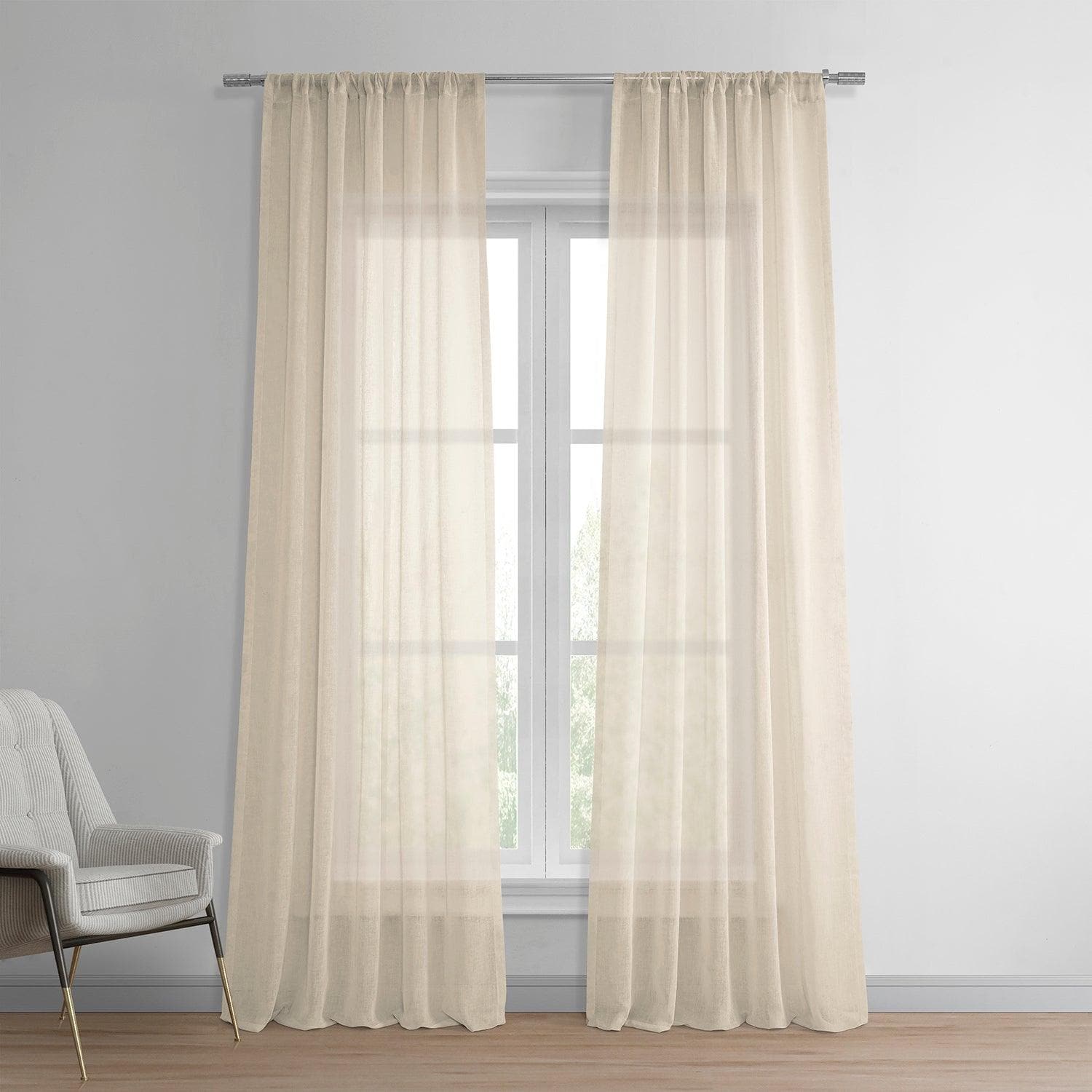 Cotton Seed Textured Faux Linen Sheer Curtain