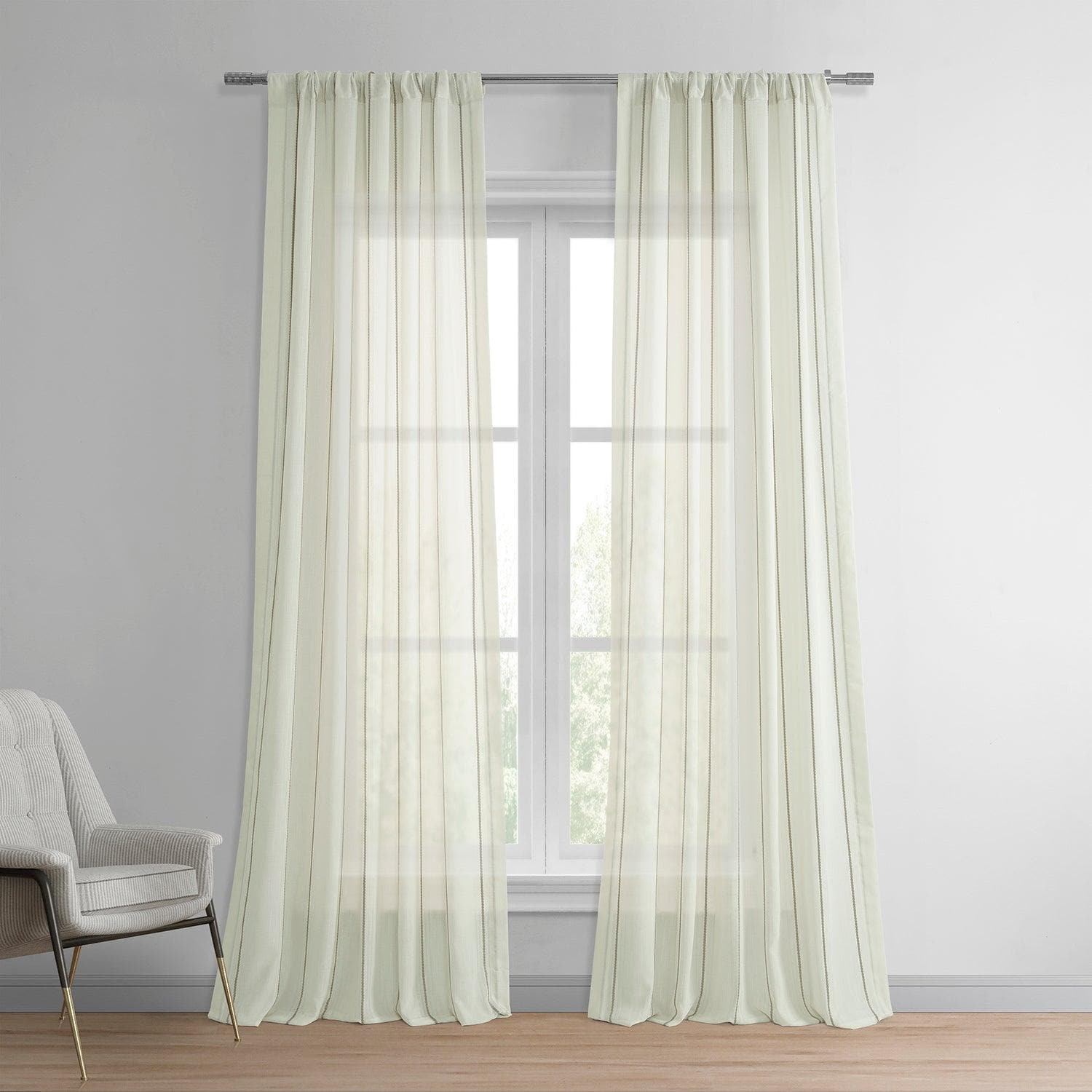 Aruba Gold Striped Linen Sheer Curtain