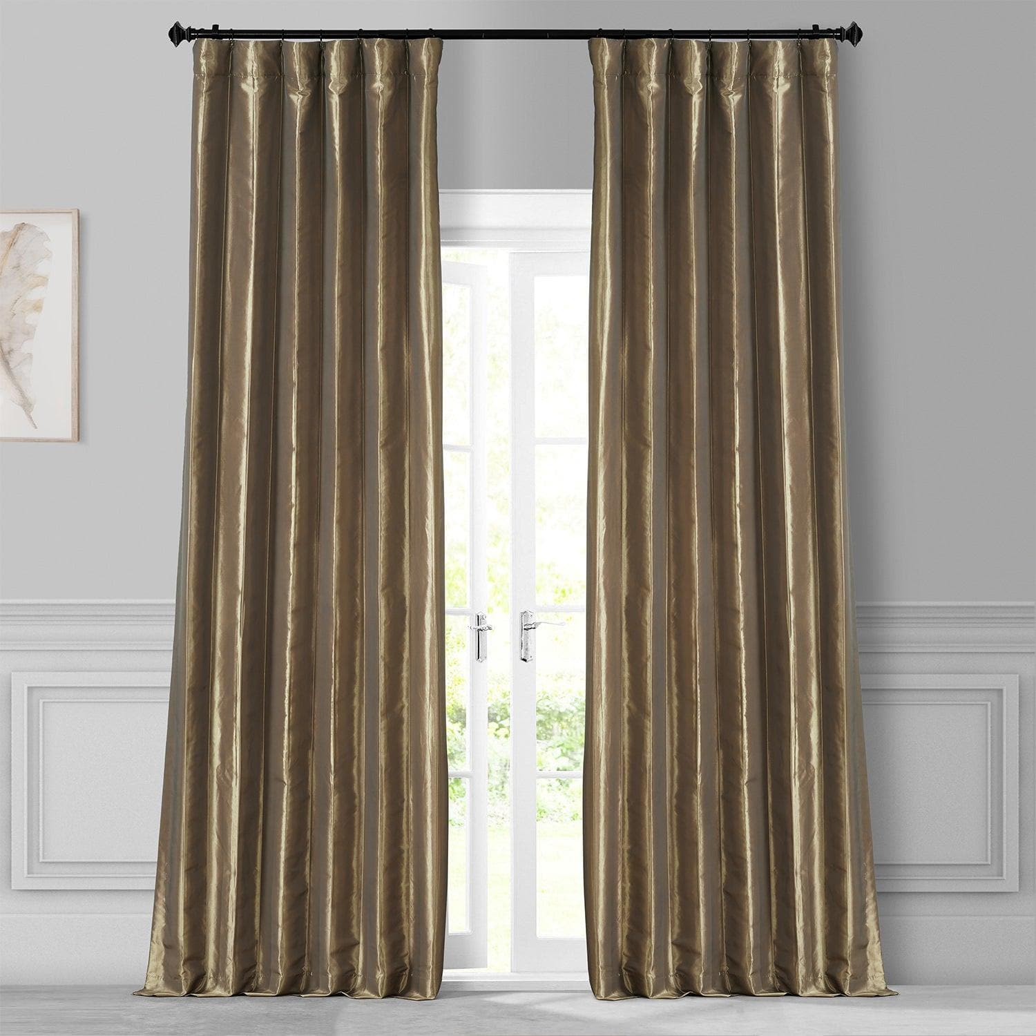 Gold Nugget Solid Faux Silk Taffeta Curtain