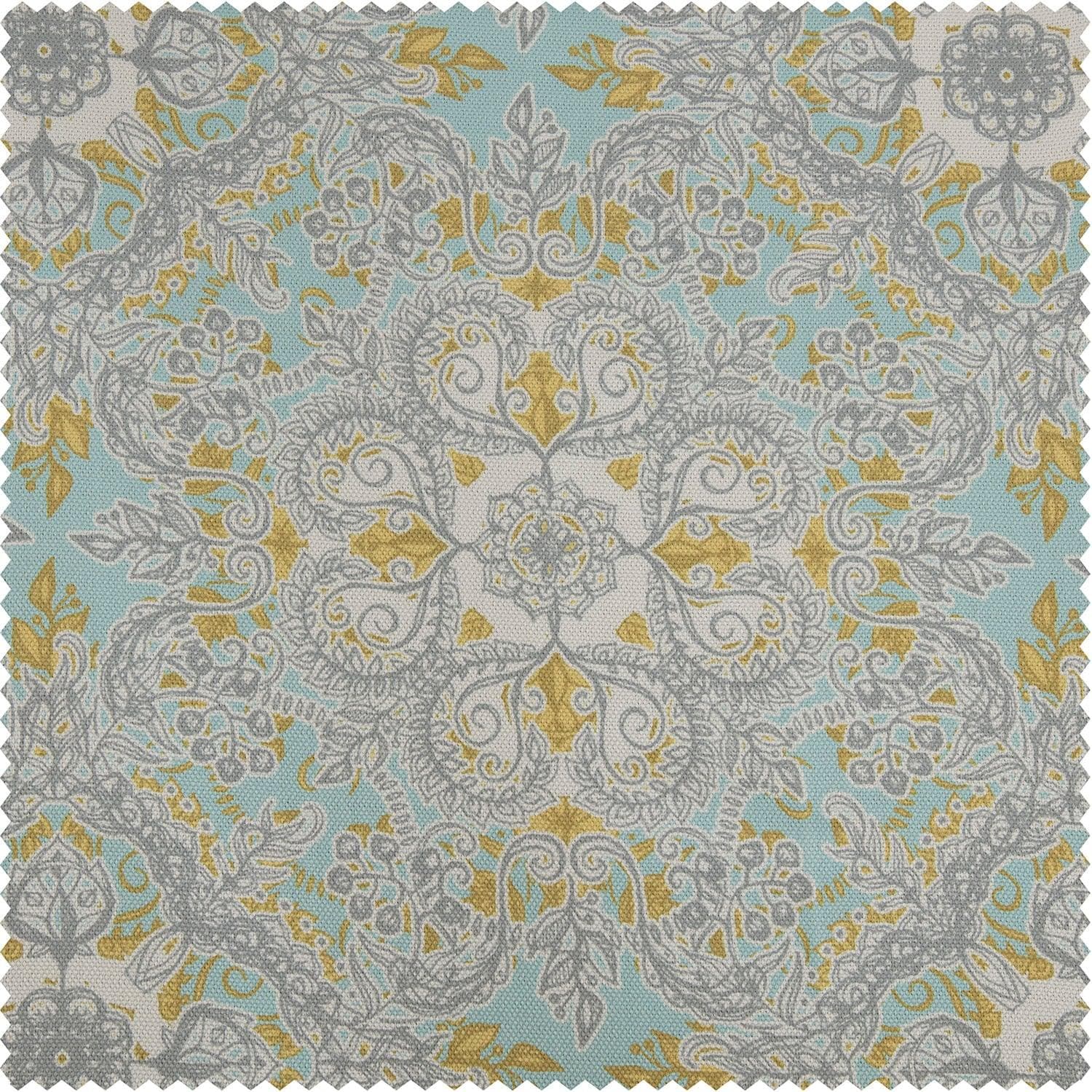 Camille Sky Blue Printed Faux Linen Swatch