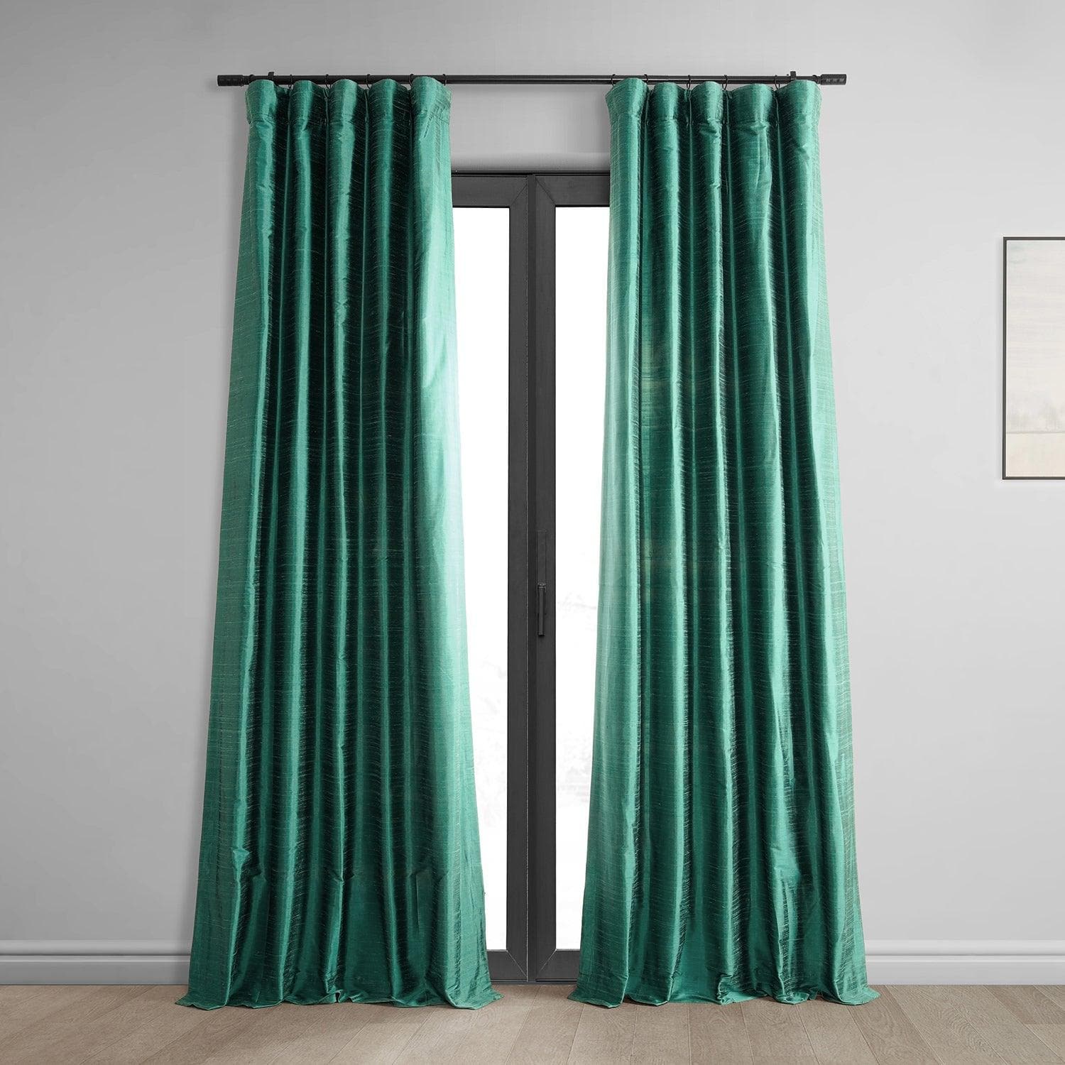 Carnival Green Textured Dupioni Silk Curtain