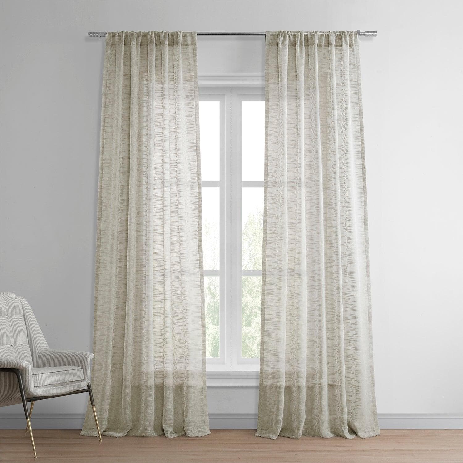Natural Open Weave Linen Blend Sheer Curtain