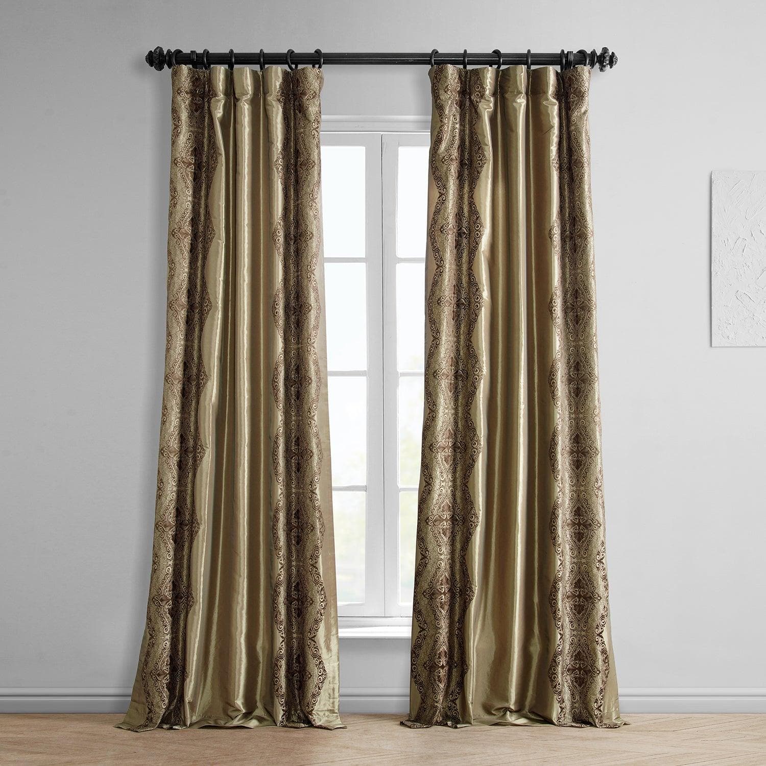 Chai Gold Embroidered Designer Faux Silk Curtain