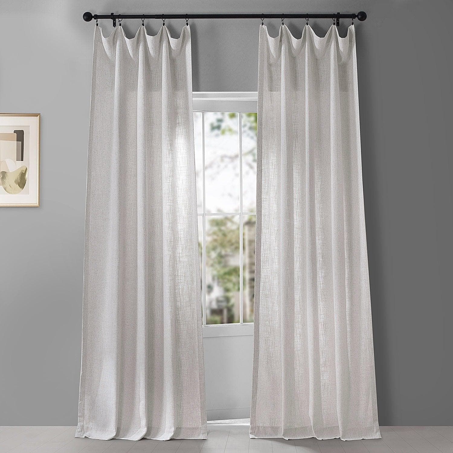 Bliss White Belga Faux Linen Curtain