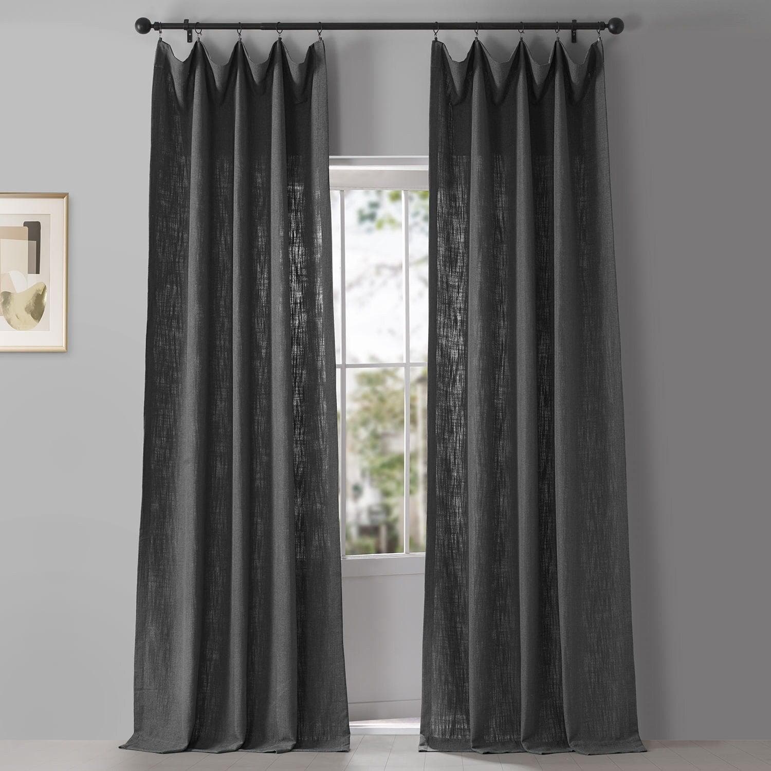 Lead Grey Belga Faux Linen Curtain