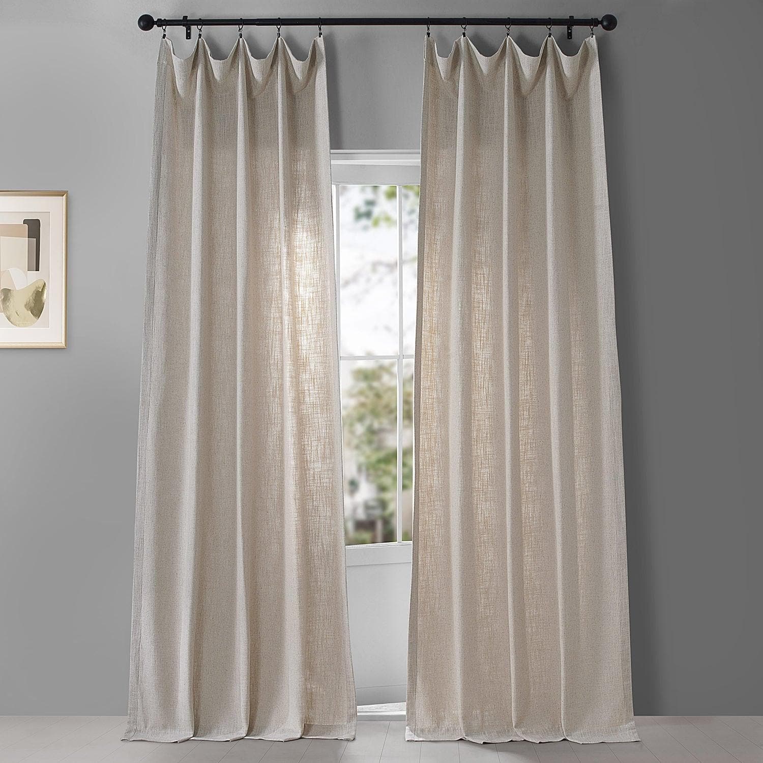 Mod Beige Belga Faux Linen Curtain