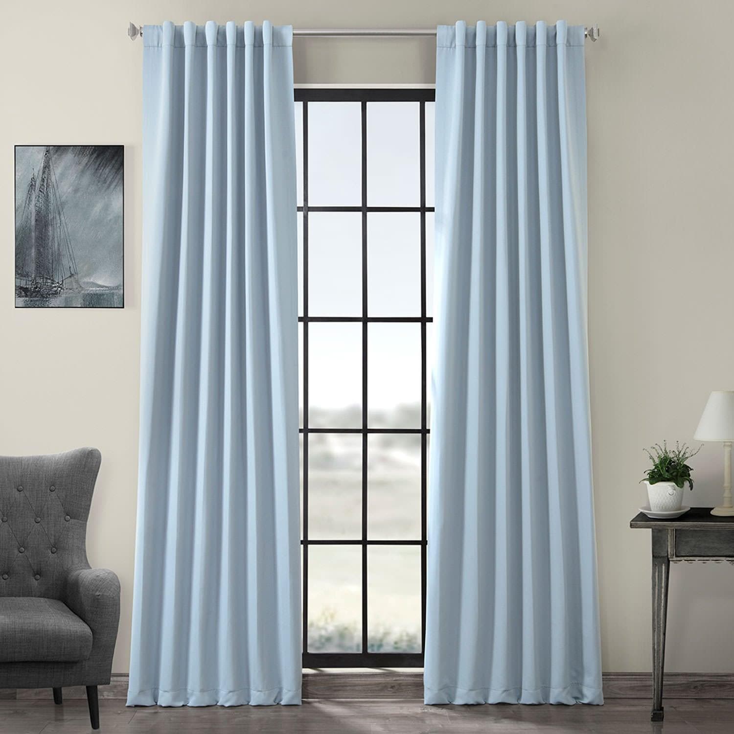 Frosted Blue Room Darkening Curtain