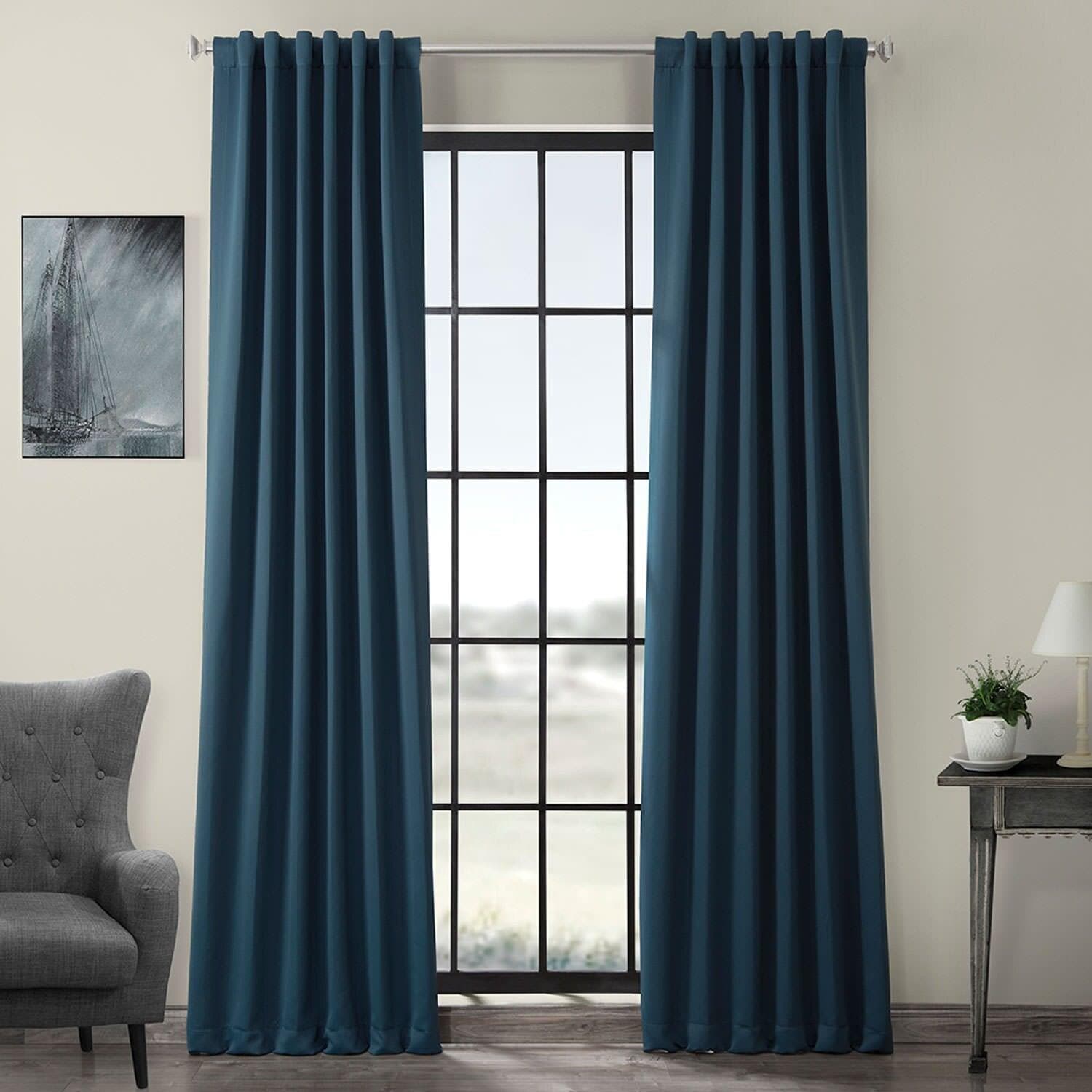 Royal Pine Teal Blue Room Darkening Curtain