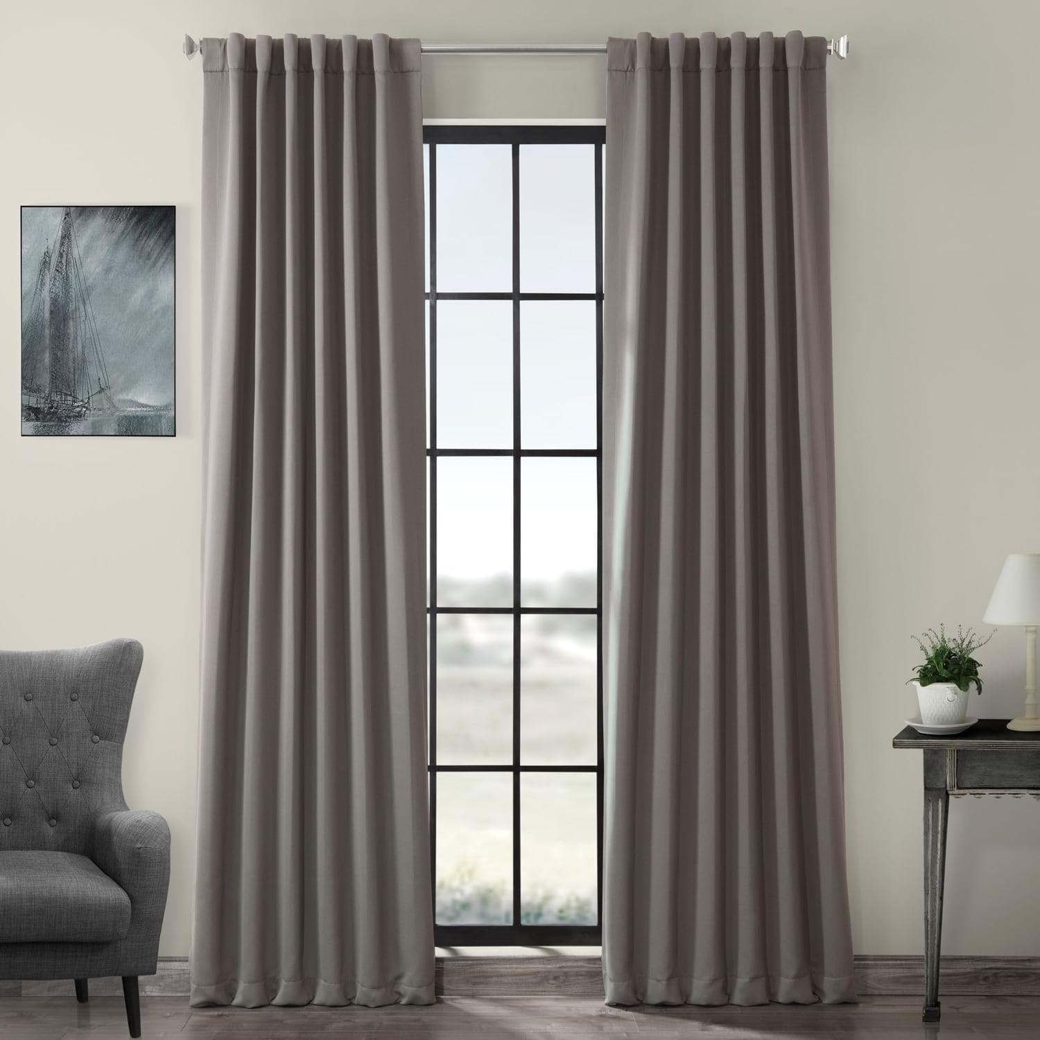 Neutral Grey Room Darkening Curtain