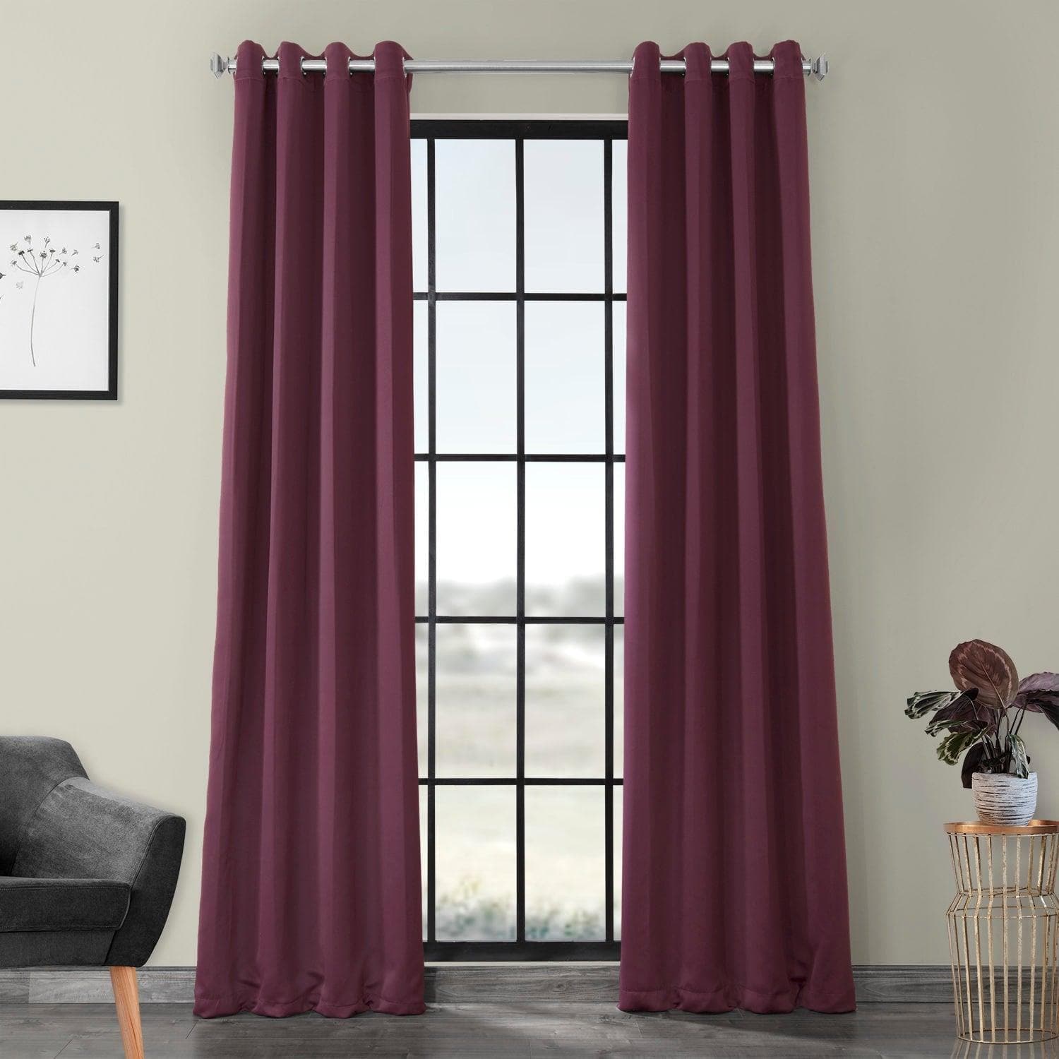 Aubergine Grommet Room Darkening Curtain