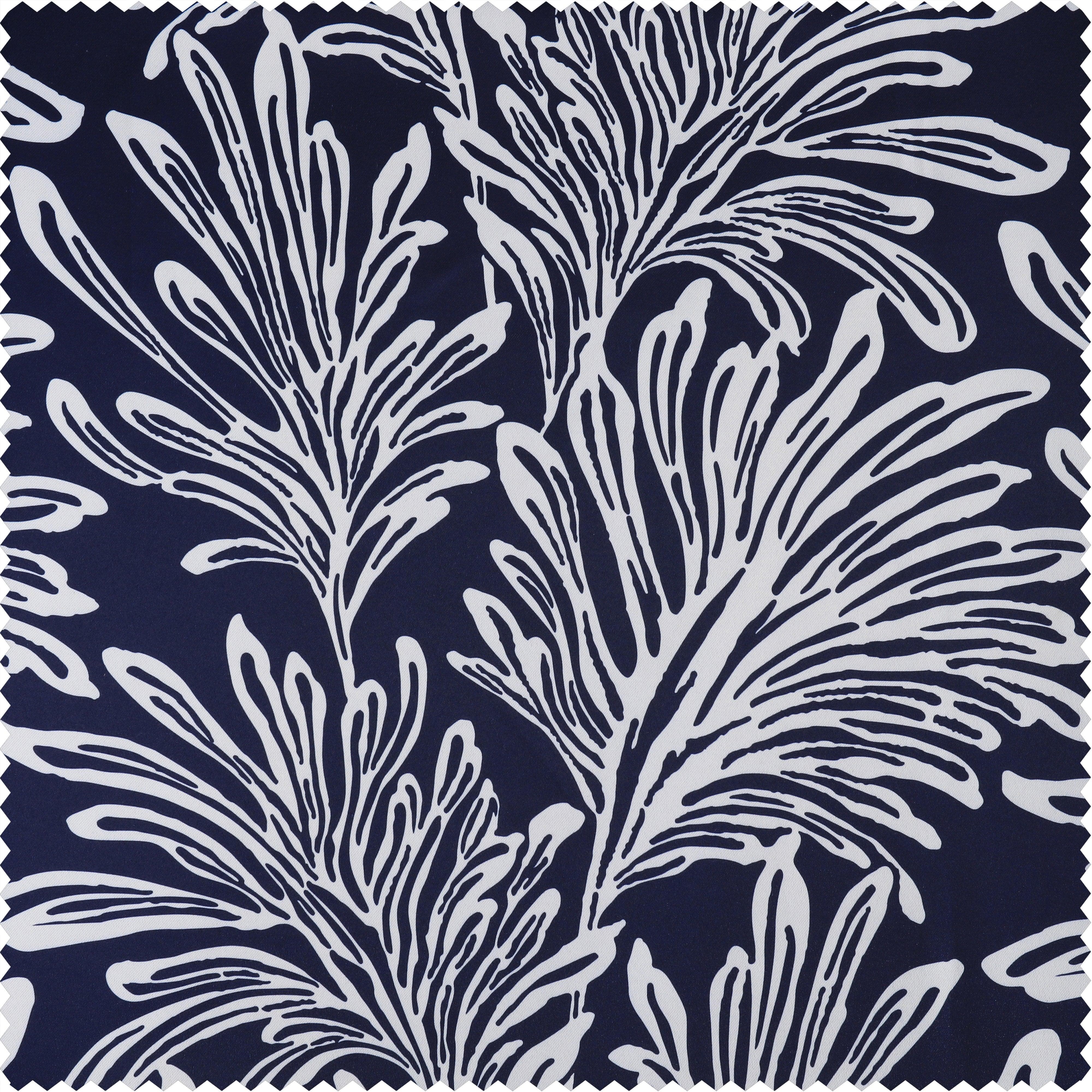 Flora Navy Printed Polyester Swatch