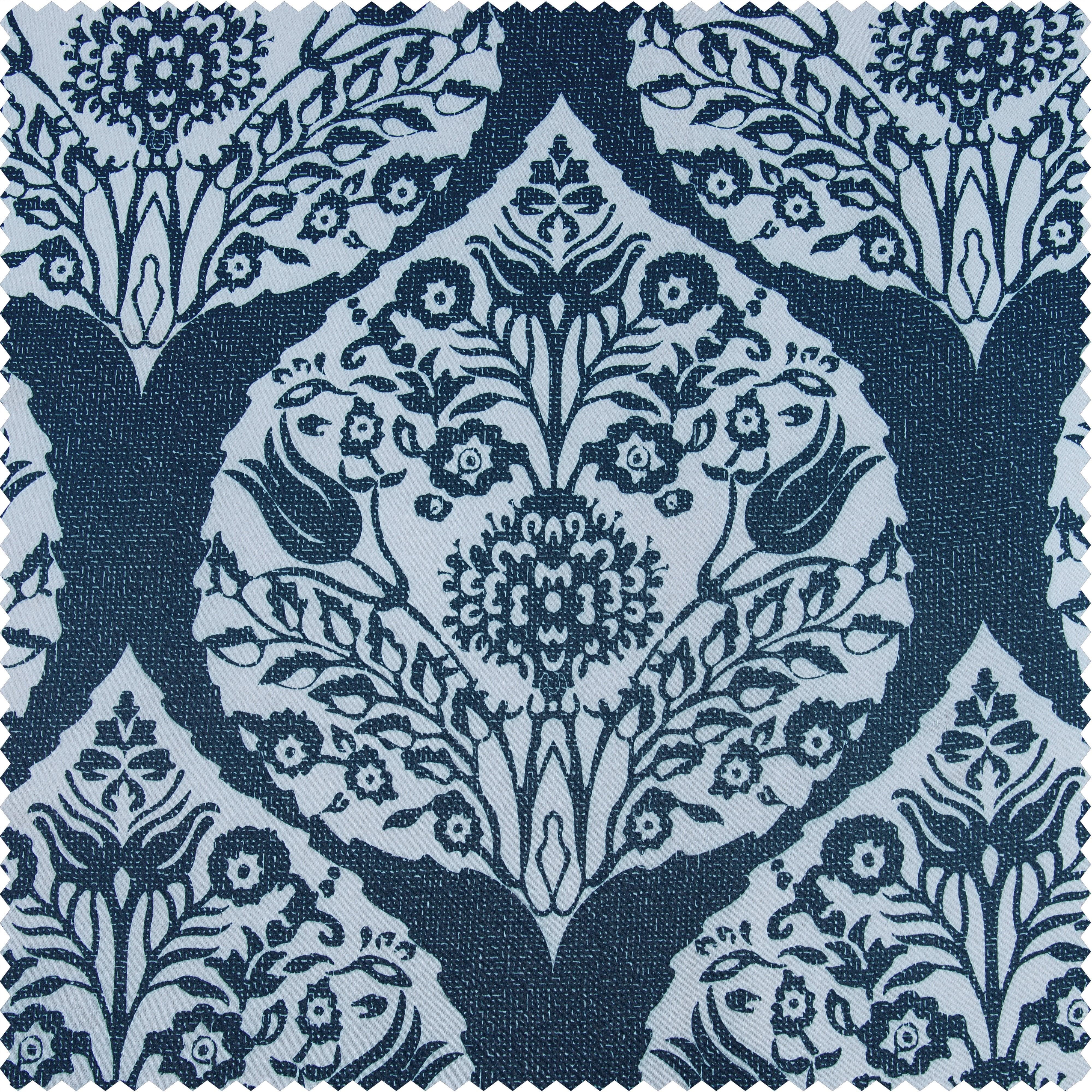 Woodcut Navy Printed Polyester Swatch